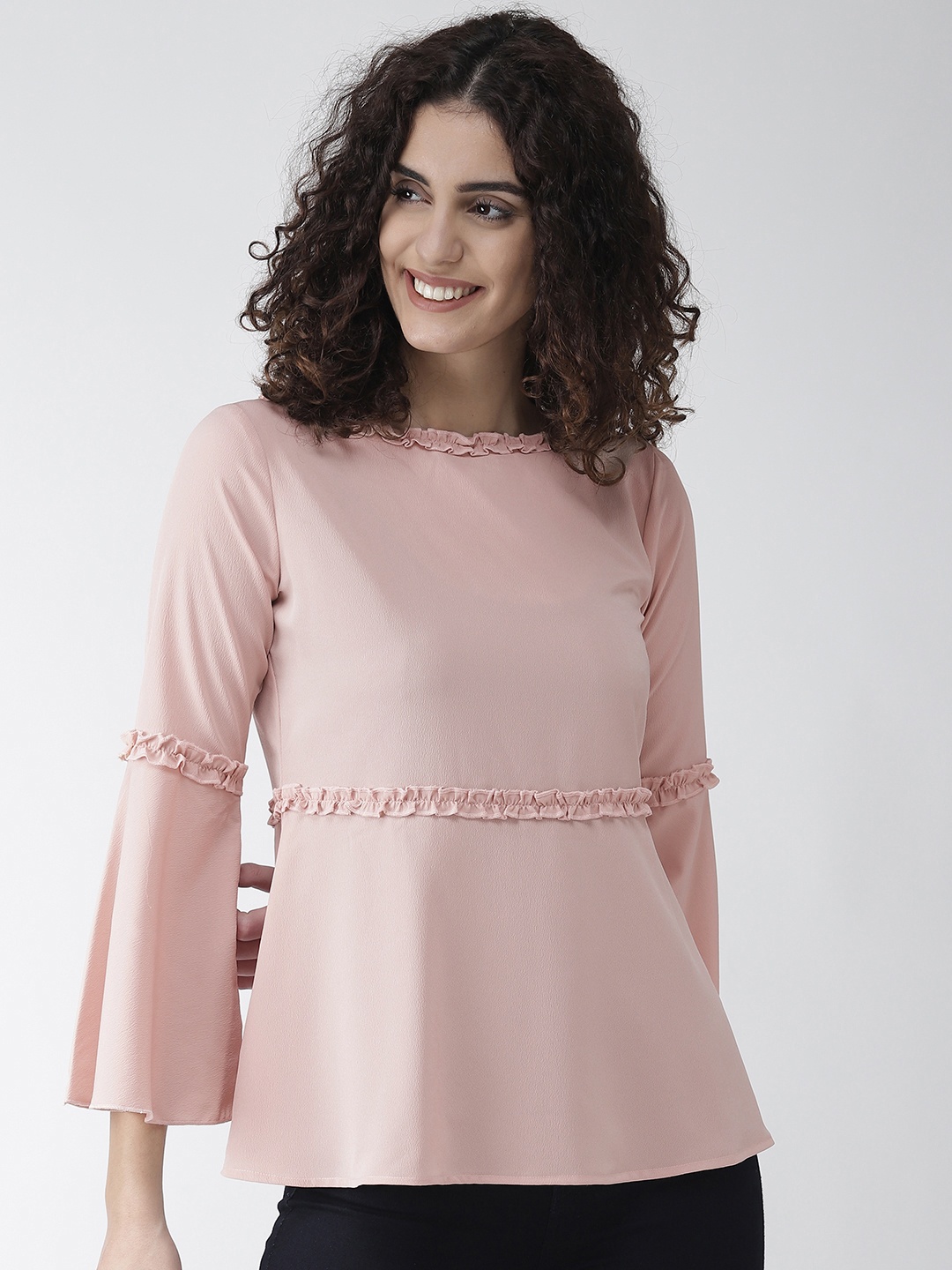 

Style Quotient Women Peach-Coloured Solid A-Line Top