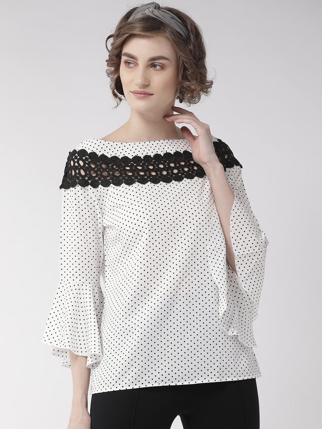 

Style Quotient Women White & Black Printed Top