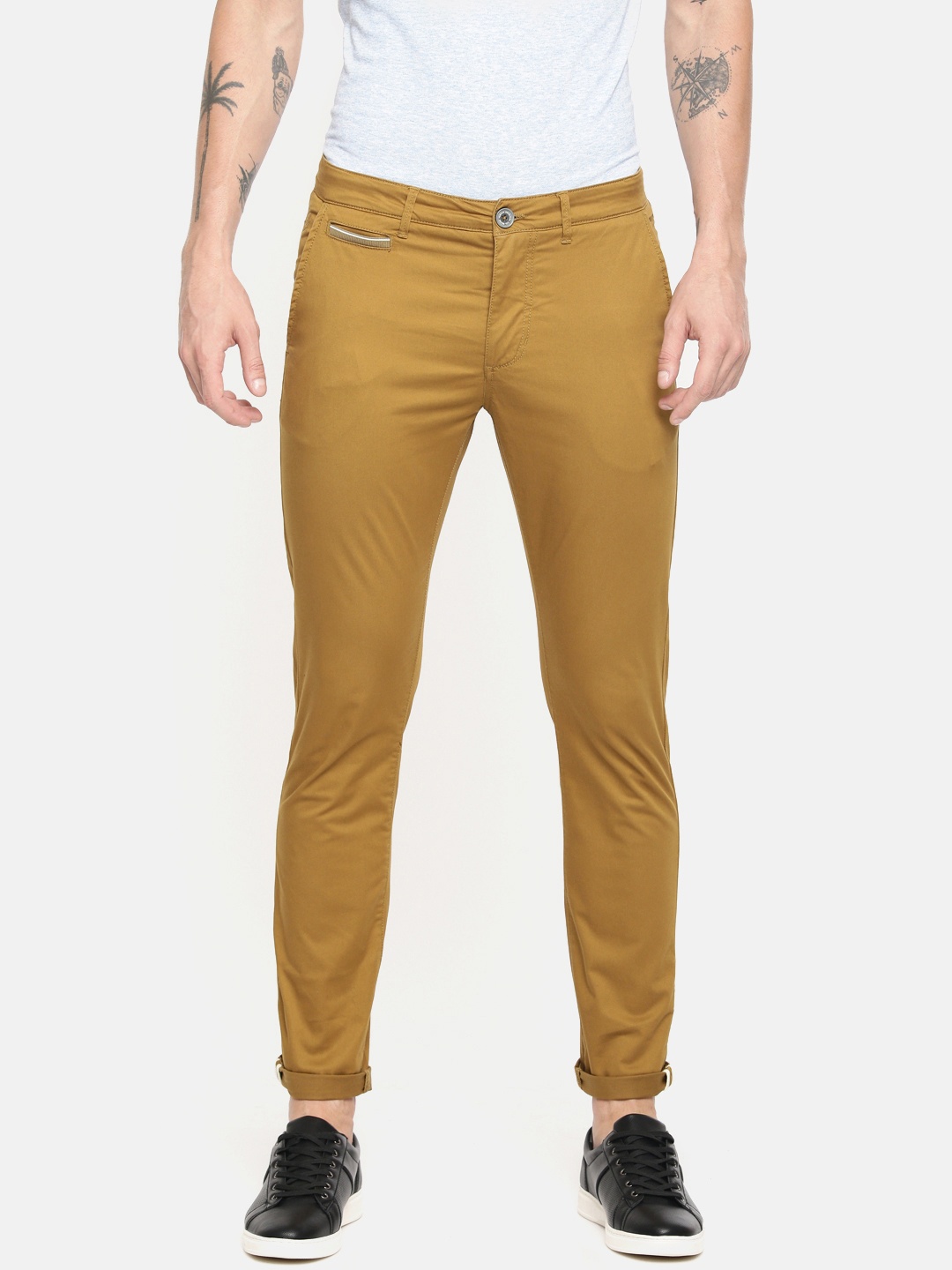 

Being Human Men Khaki Regular Fit Solid Regular Trousers