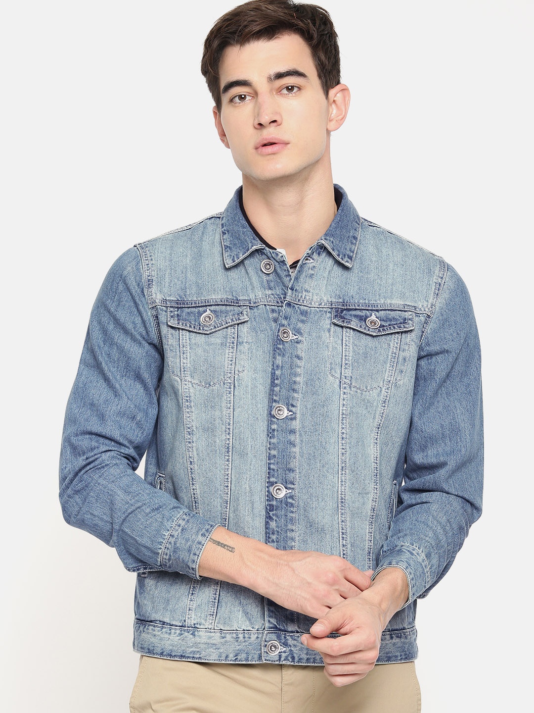 

Being Human Men Blue Solid Denim Jacket