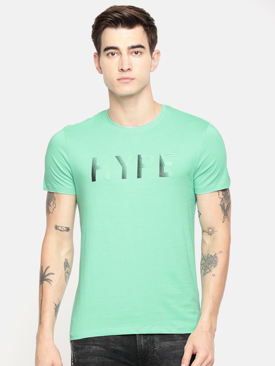 

Being Human Men Green Solid Round Neck Pure Cotton T-shirt