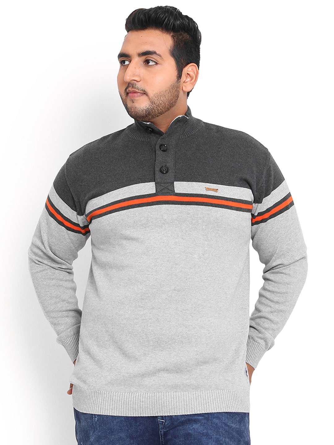 

John Pride Plus Size Grey Sweater