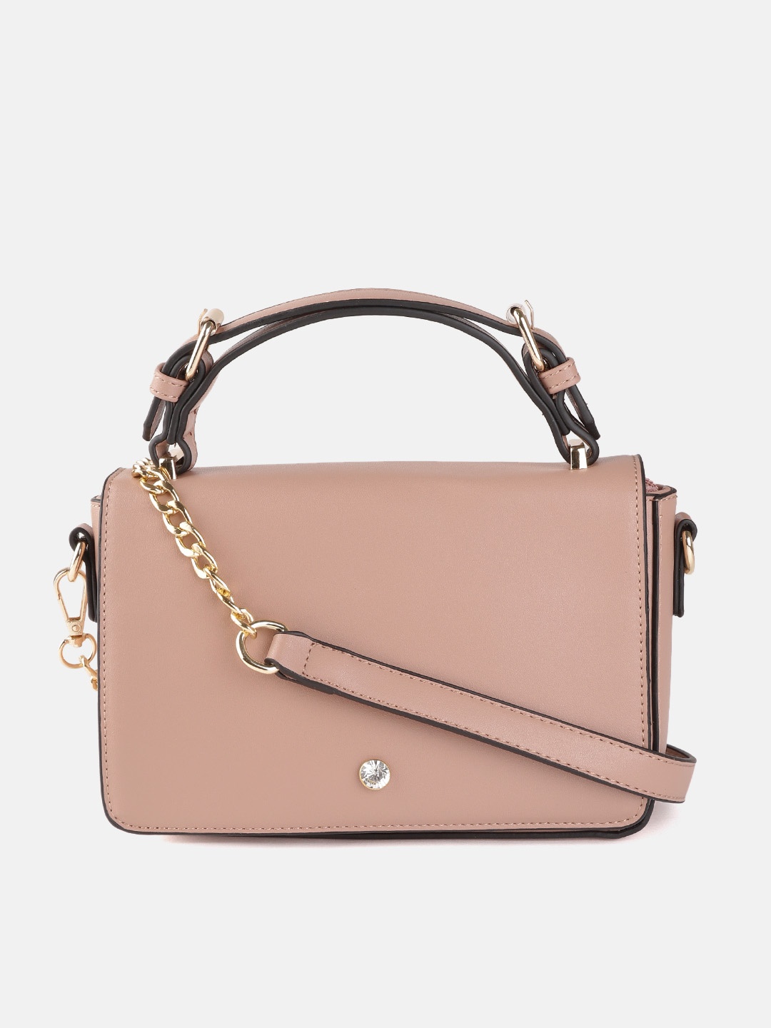 

DressBerry Dusty Pink Solid Satchel Bag with Detachable Sling Strap