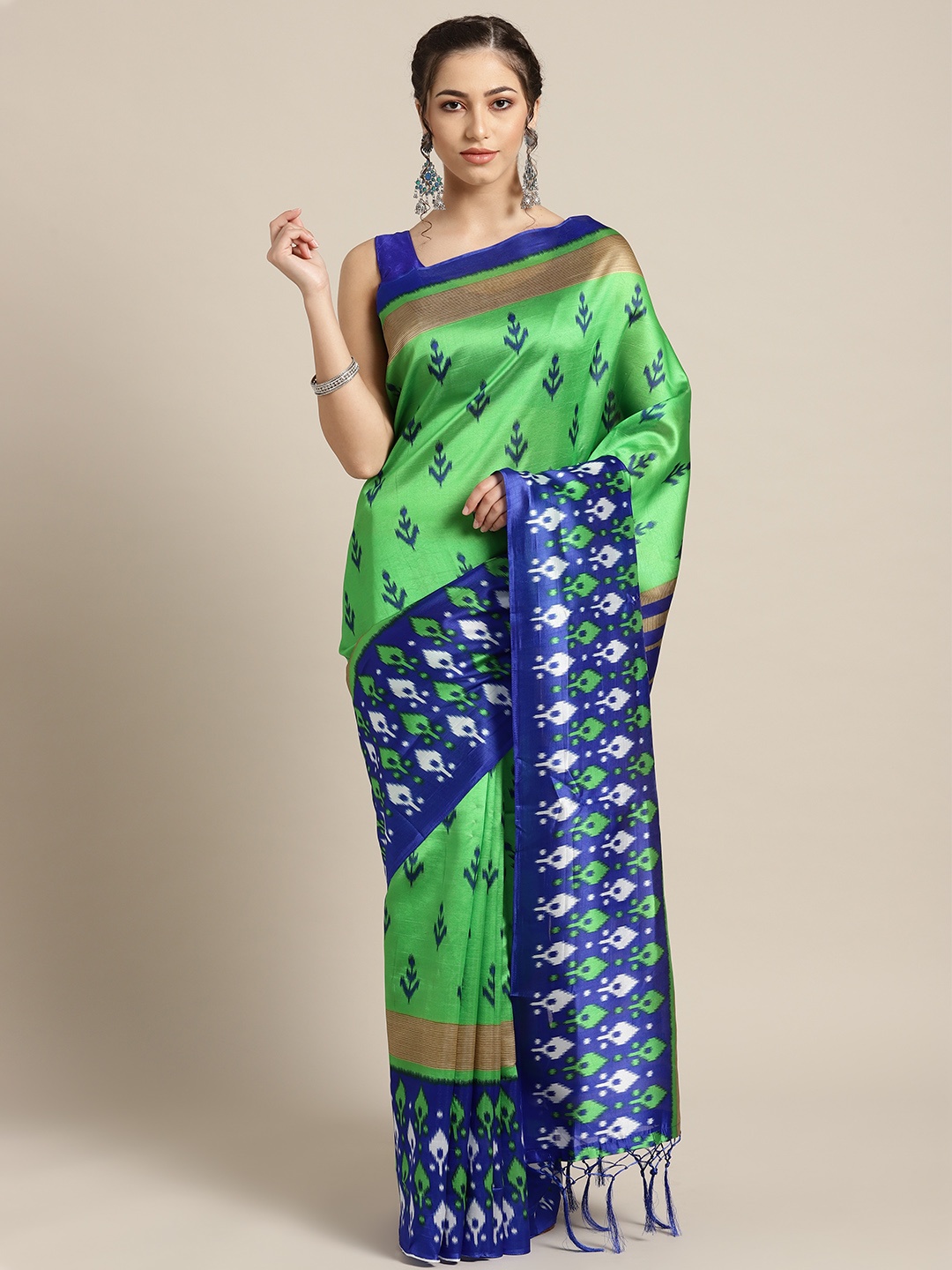 

Saree mall Green & Blue Printed Saree
