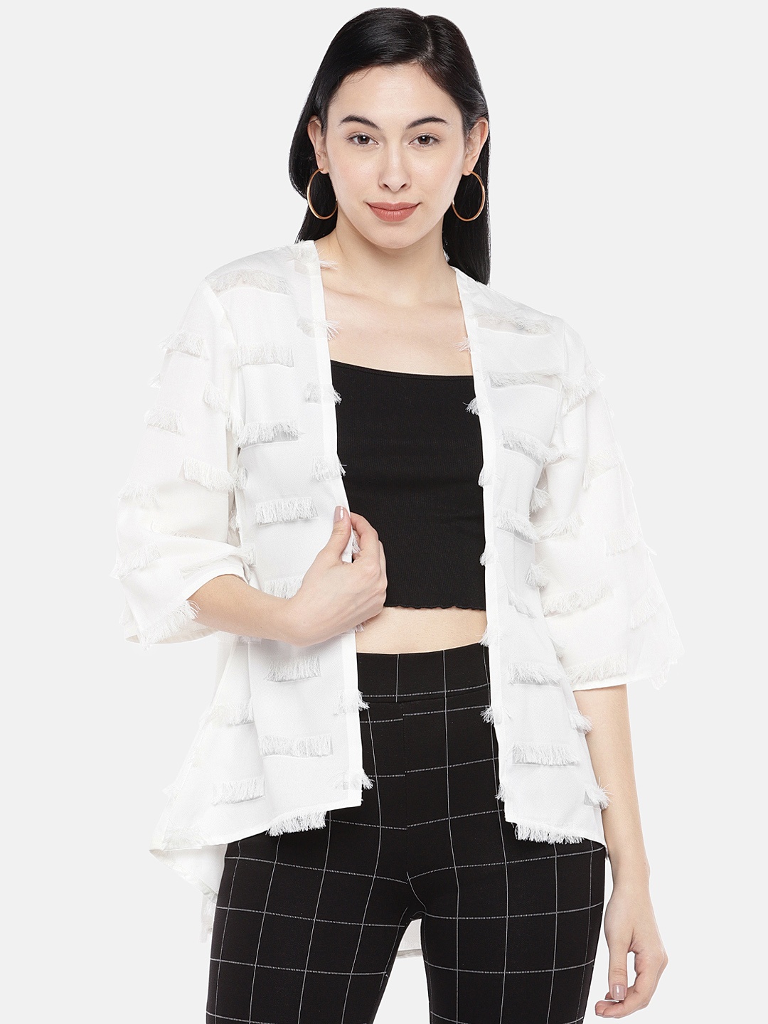 

Globus Women White Solid Open Front Shrug