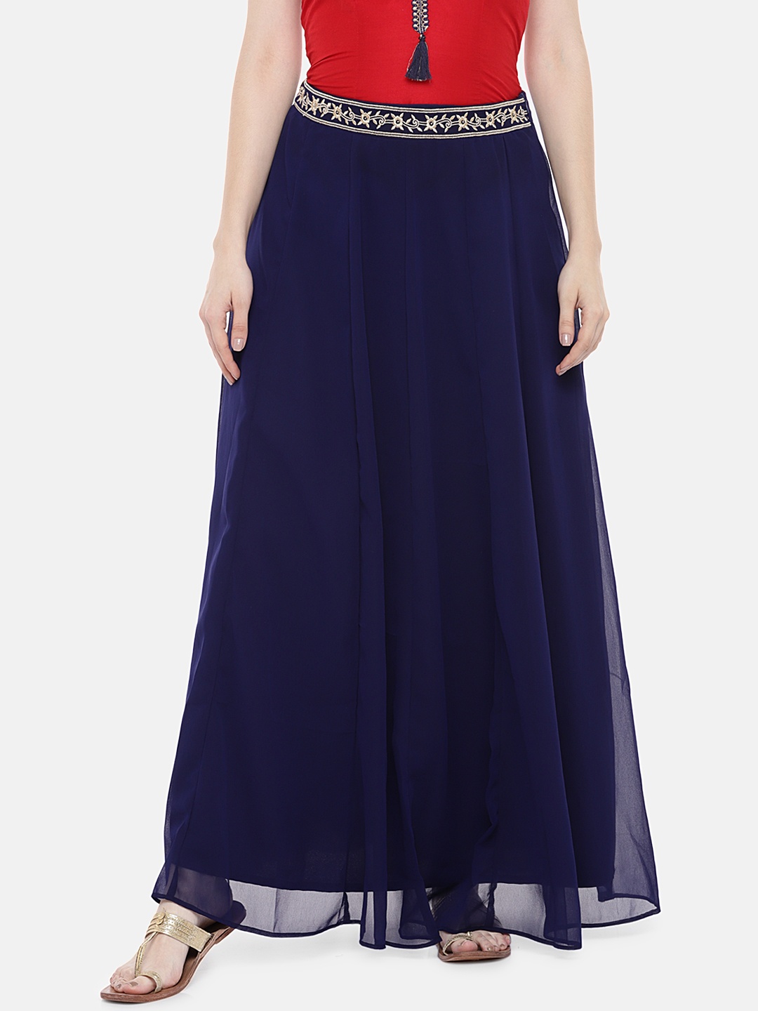 

Globus Women Navy Blue Solid Maxi Skirt