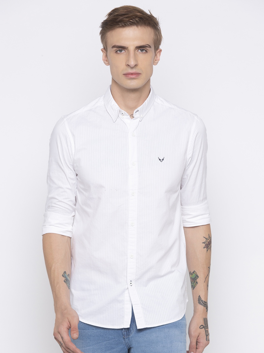 

Globus Men White Regular Fit Self Design Casual Shirt