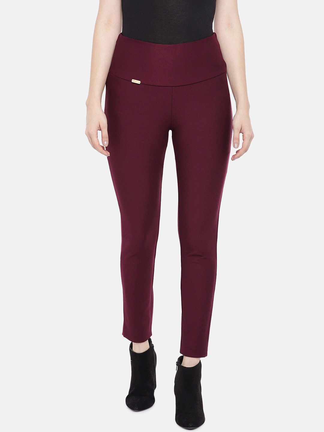 

Globus Women Maroon Slim Fit Solid Treggings