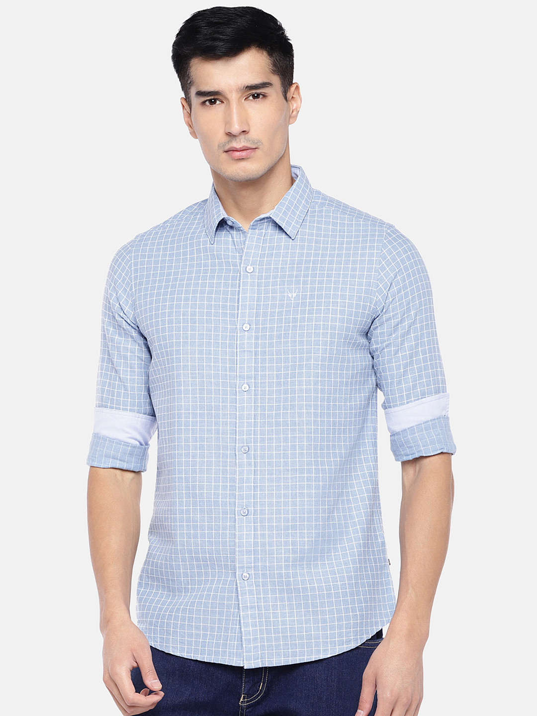 

Globus Men Blue & White Checked Regular Fit Casual Shirt