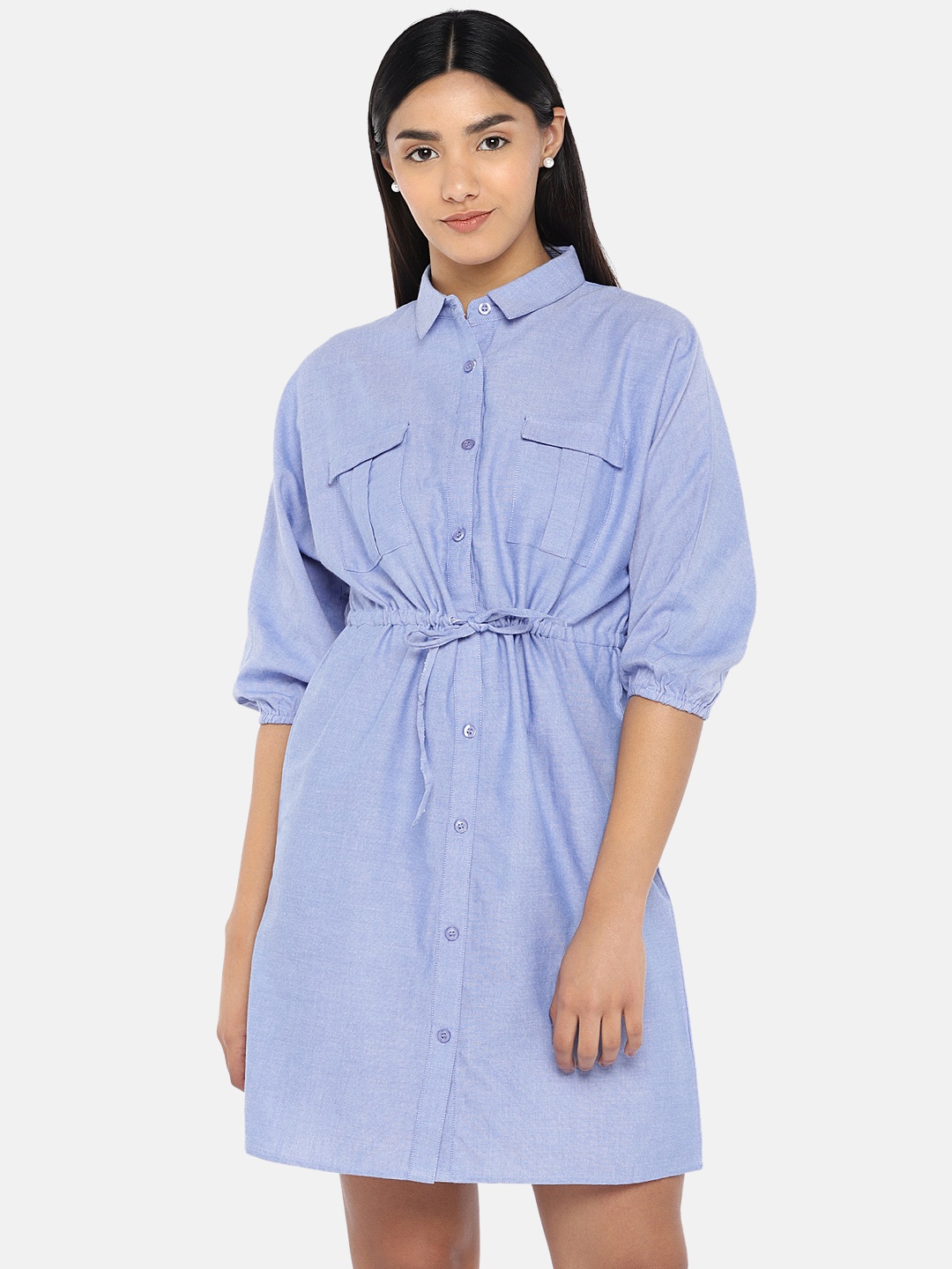 

Globus Women Blue Solid Shirt Dress