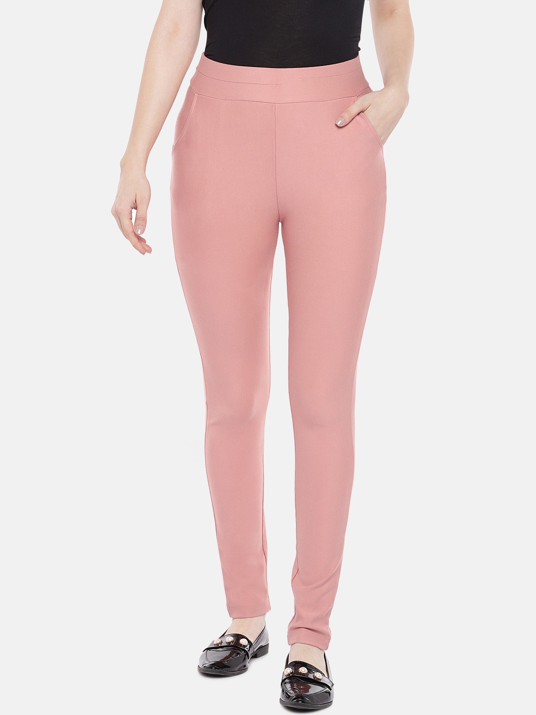 

Globus Women Pink Slim Fit Solid Treggings
