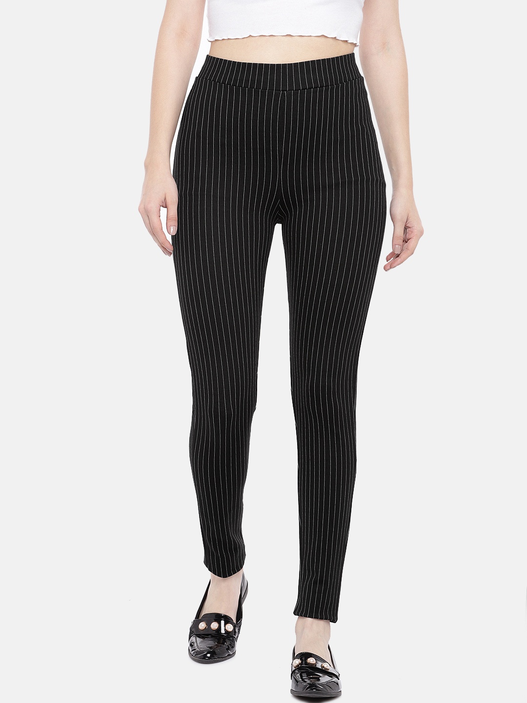 

Globus Women Black Slim Fit Striped Treggings