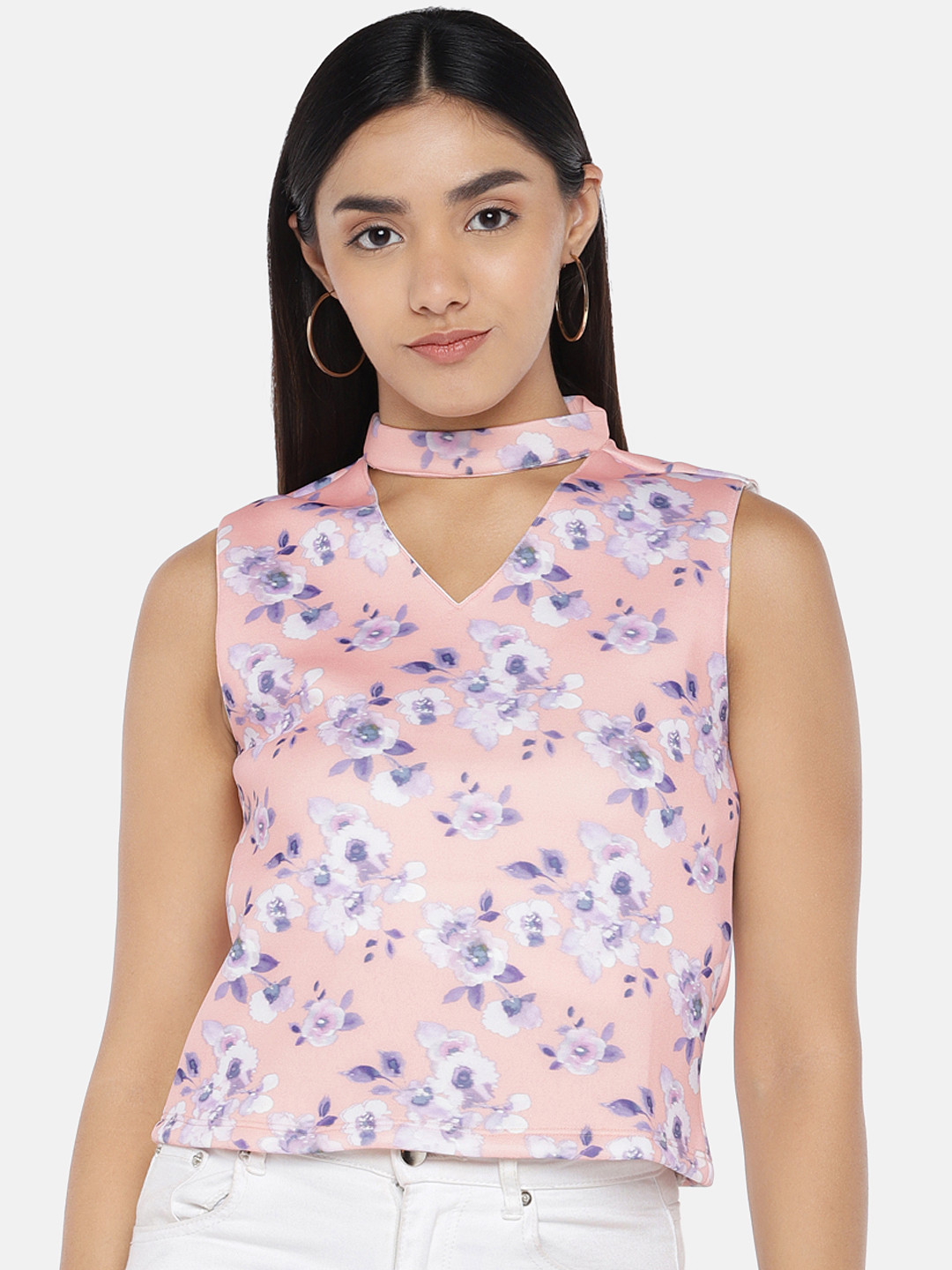 

Globus Women Pink & Blue Printed Top
