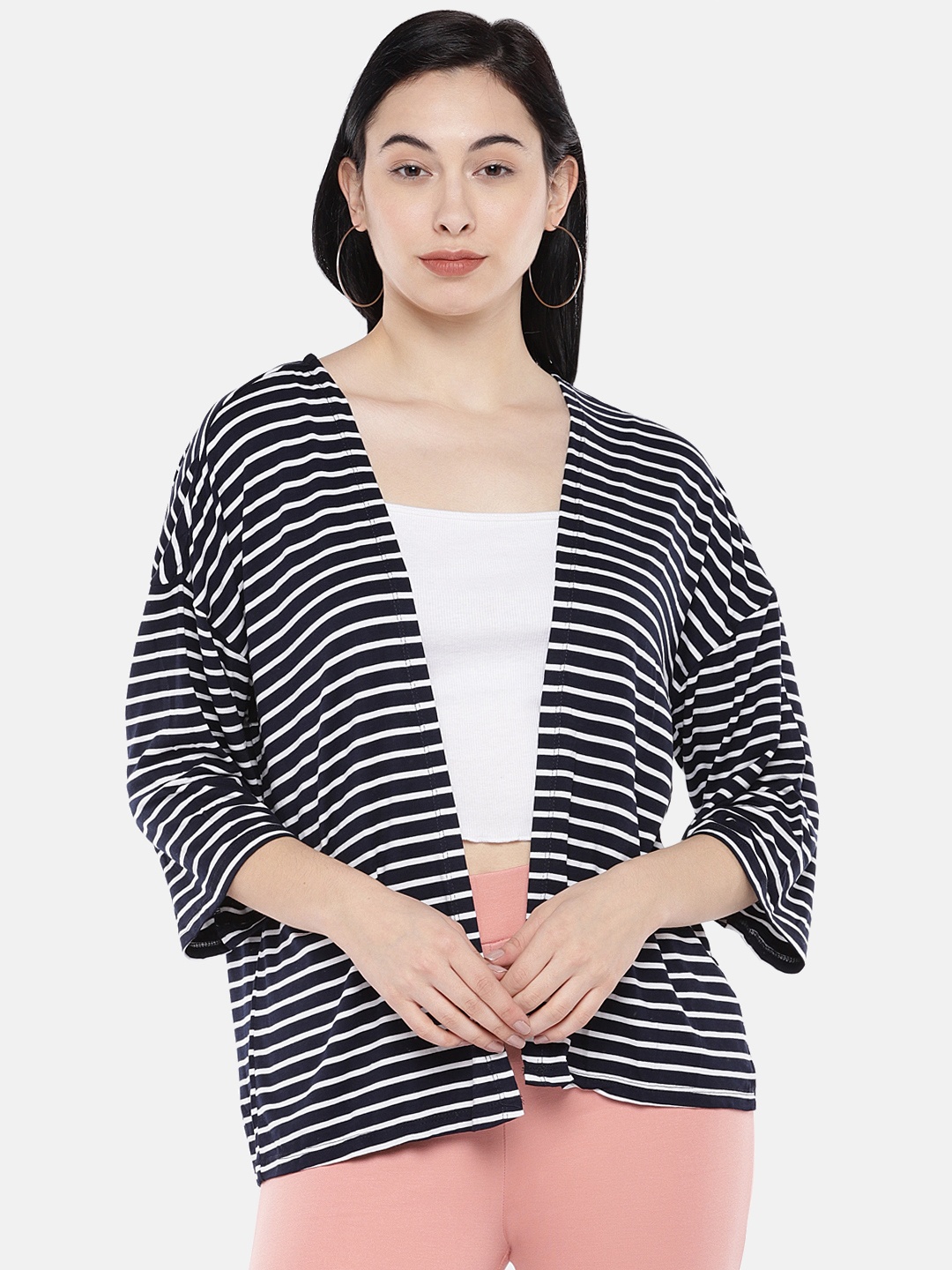 

Globus Women Navy Blue Striped Jacket