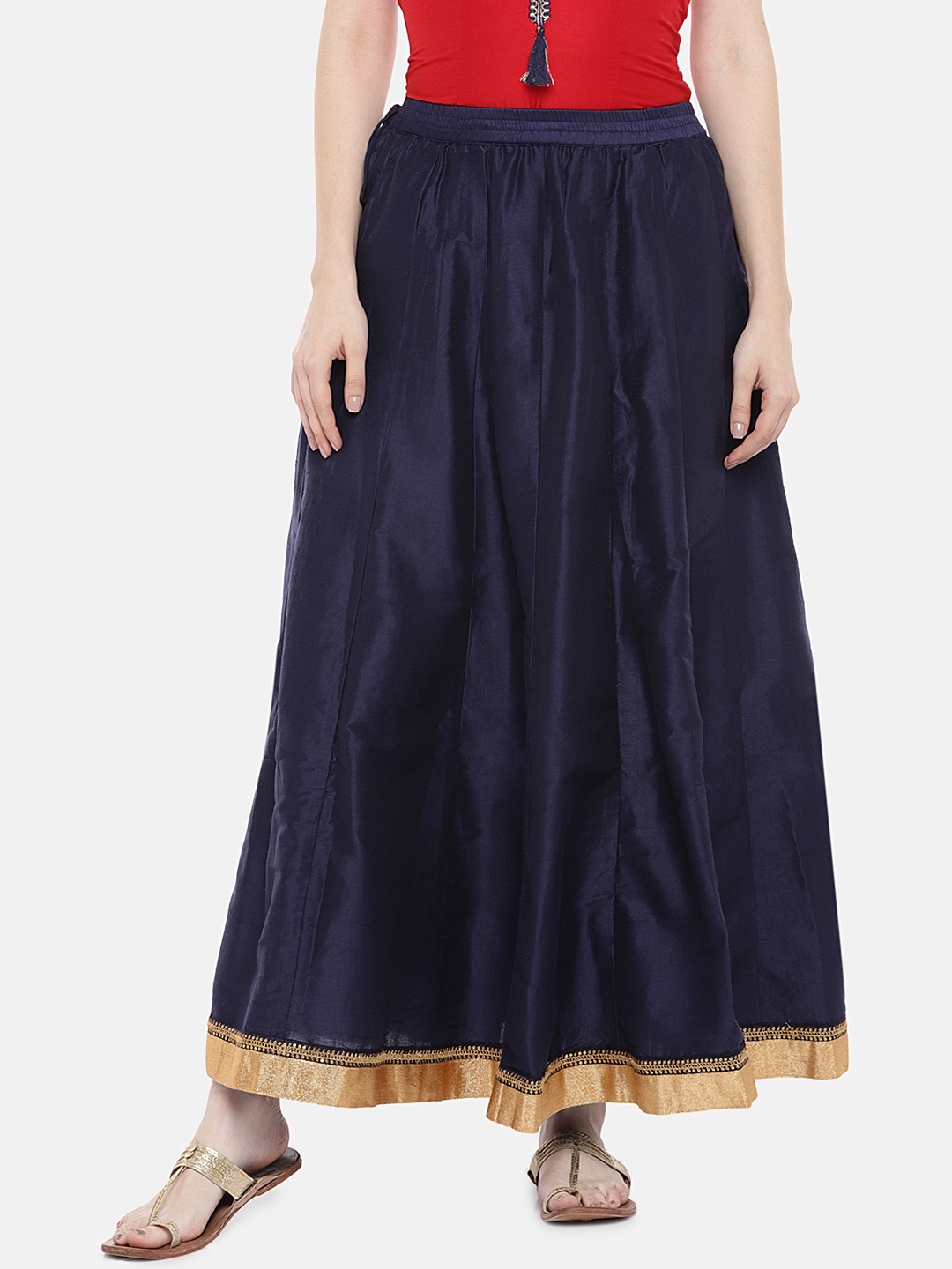 

Globus Women Navy Blue Solid Maxi Skirt