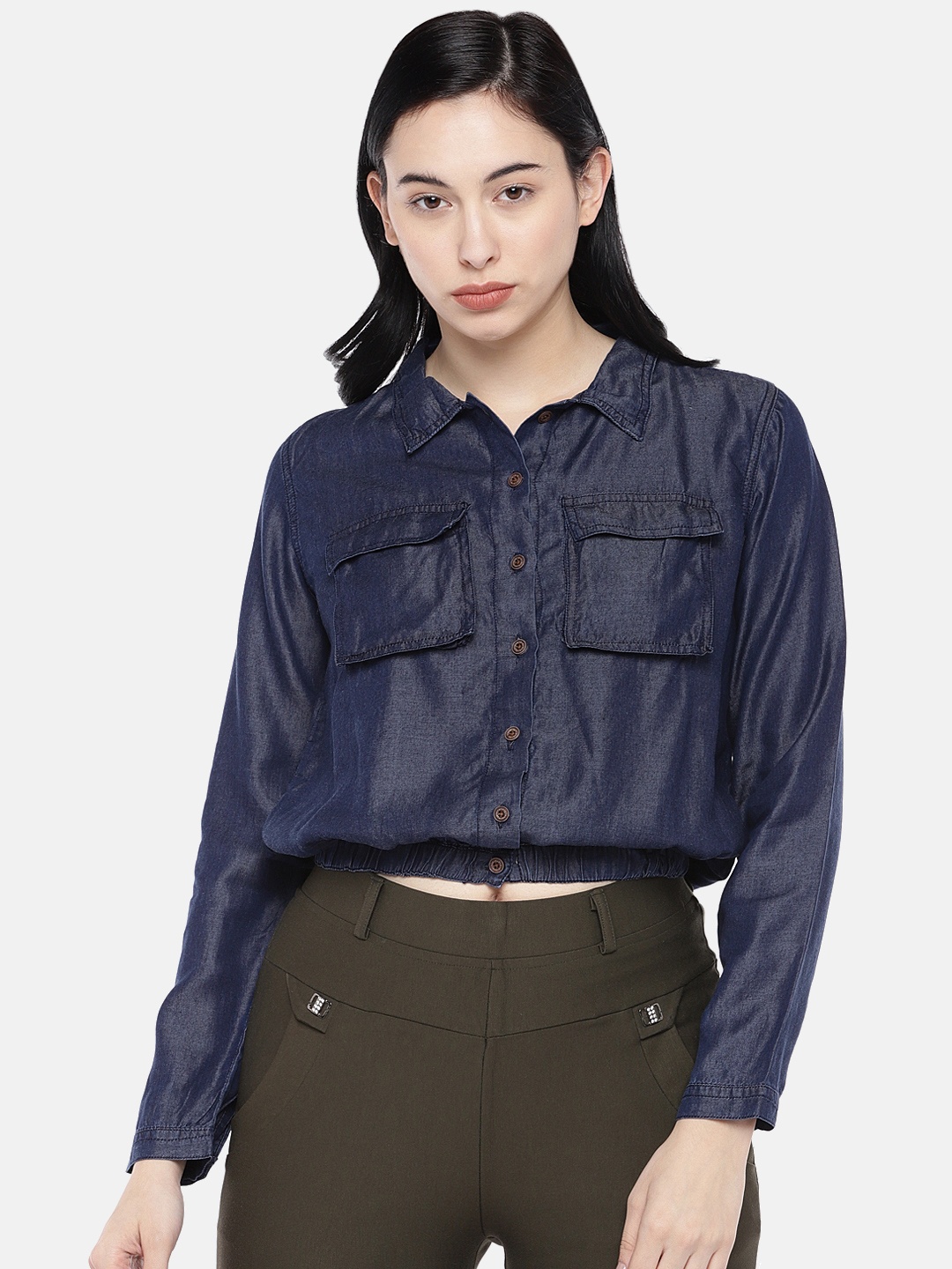 

Globus Women Blue Solid Jacket