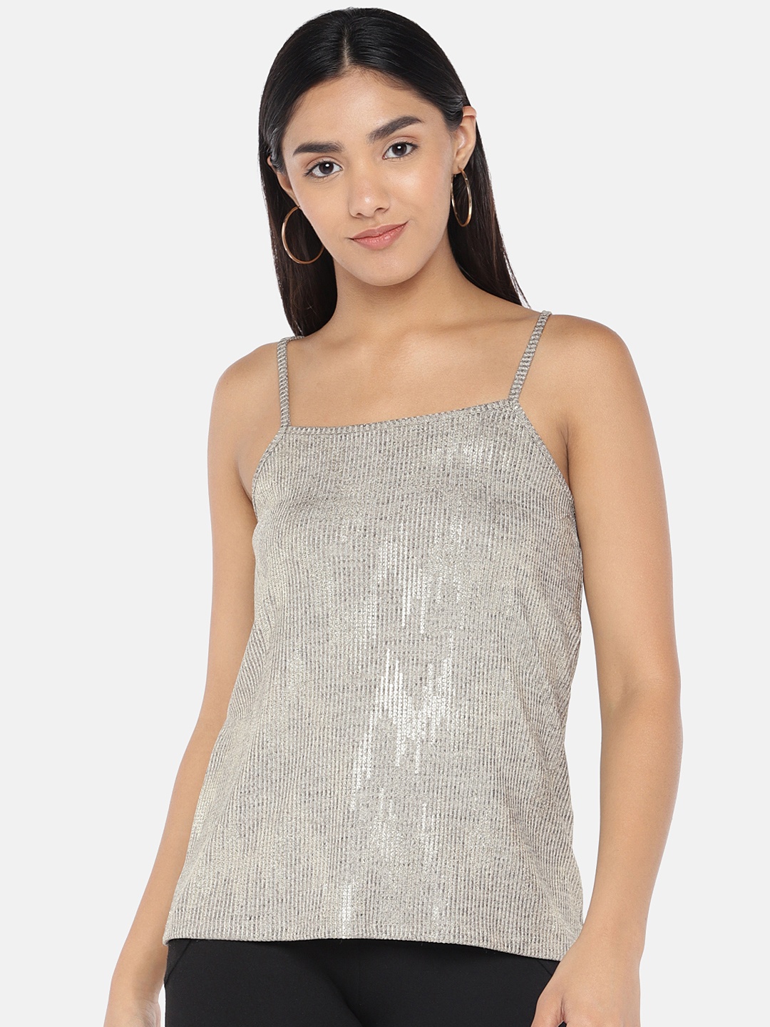 

Globus Women Grey Embellished Tank Top