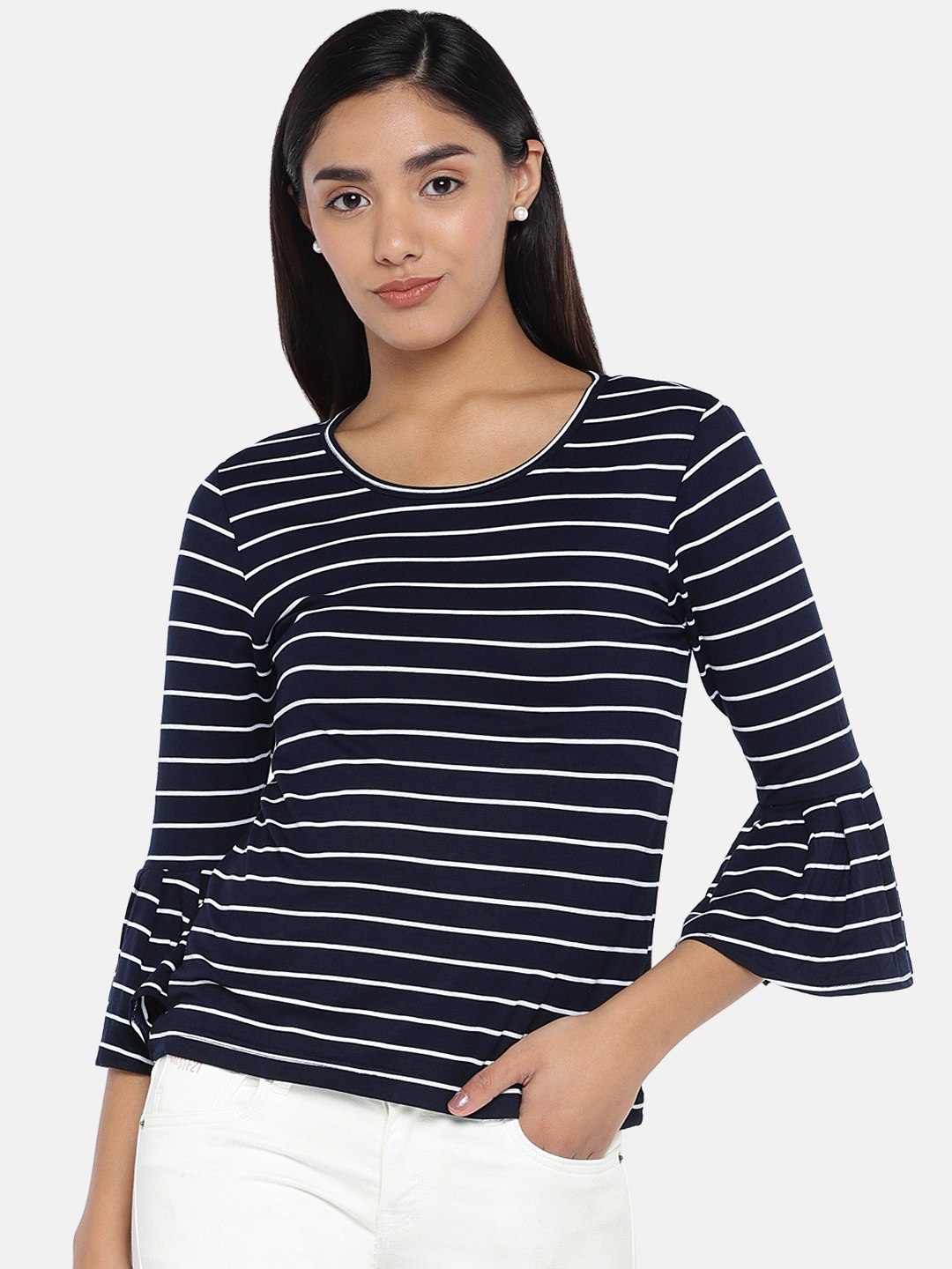 

Globus Women Navy Blue Striped Top