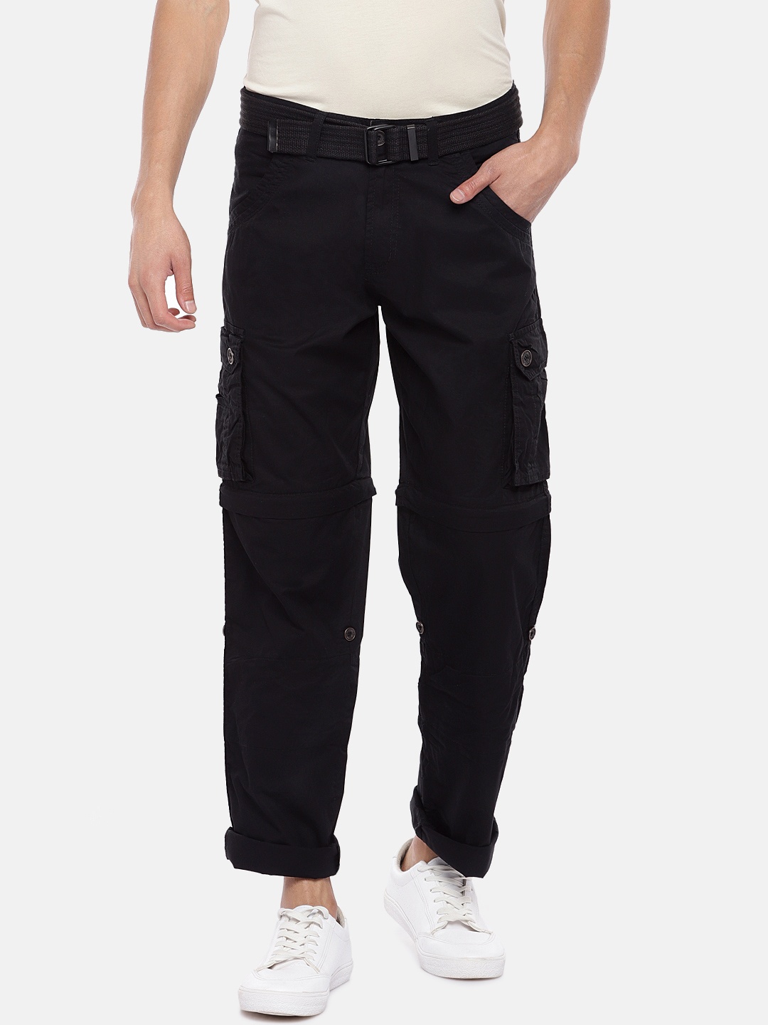 

Globus Men Black Slim Fit Solid Cargos