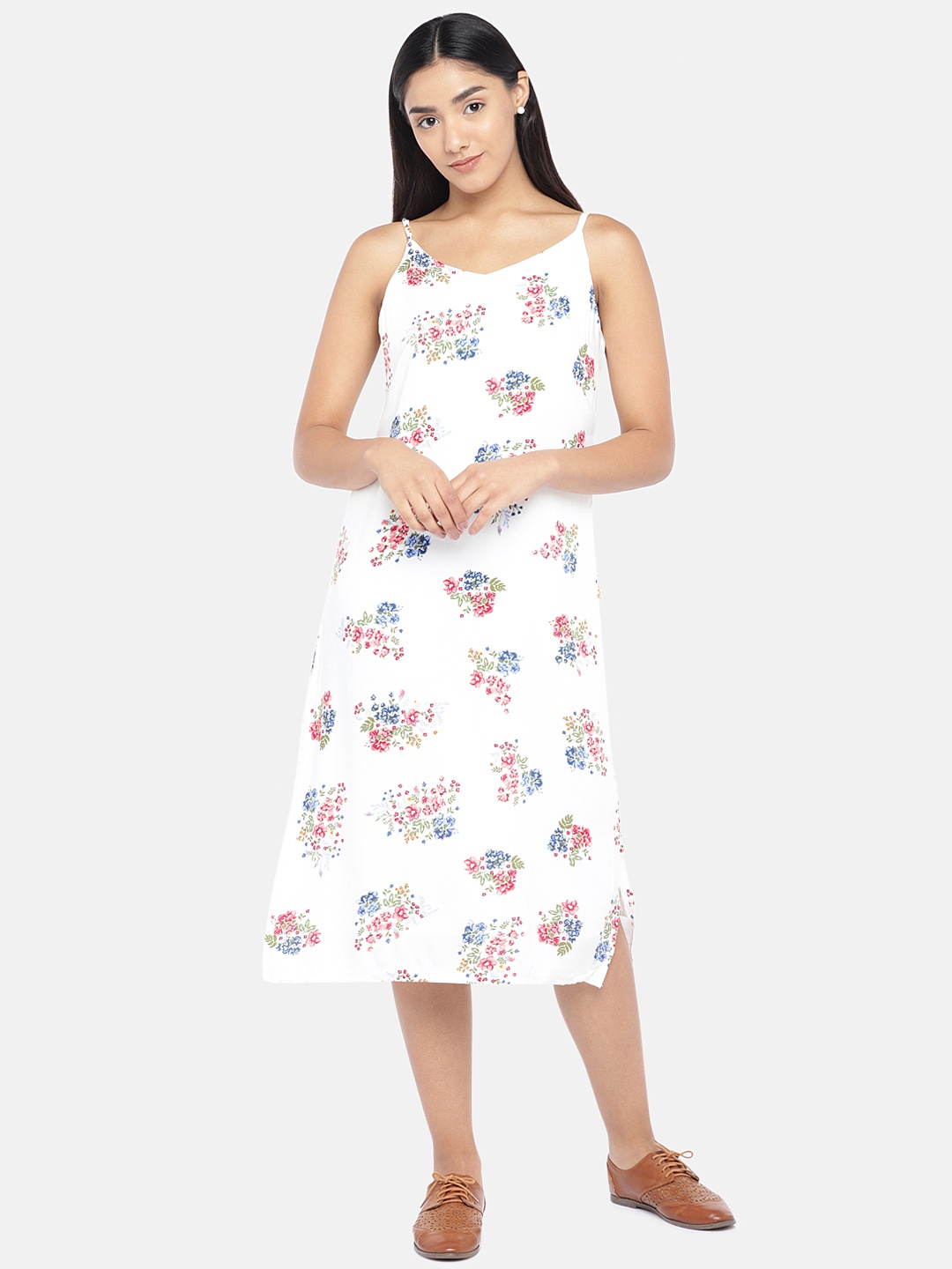 

Globus Women White & Pink Printed A-Line Dress