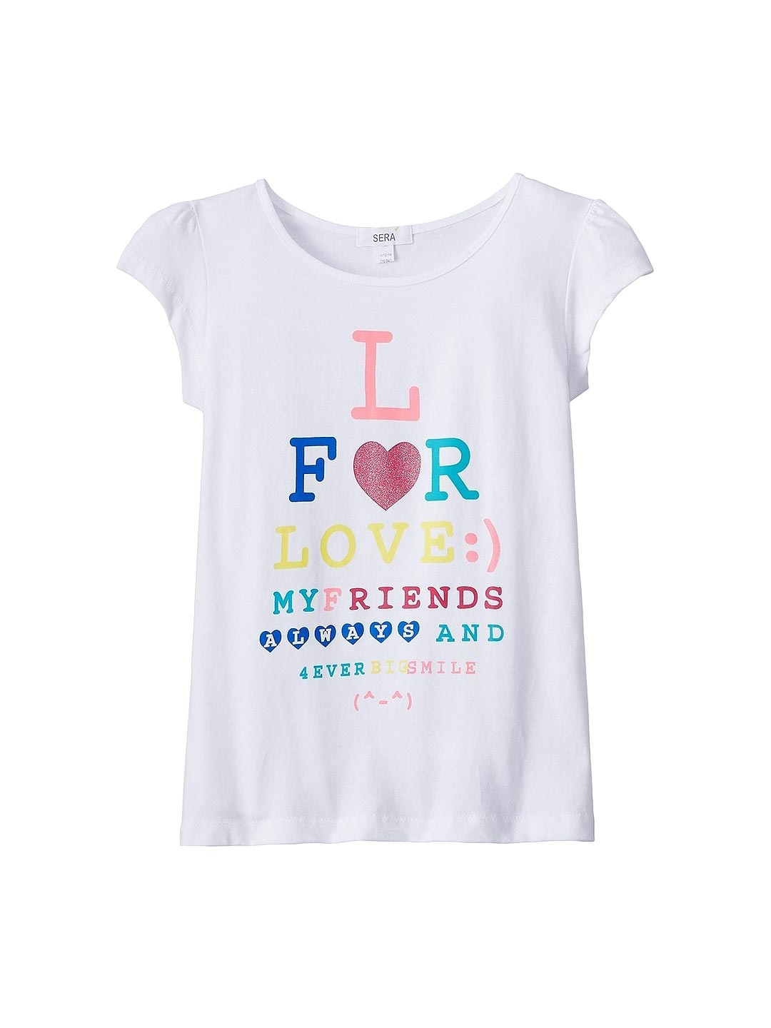 Sera Girls White Printed T-shirt