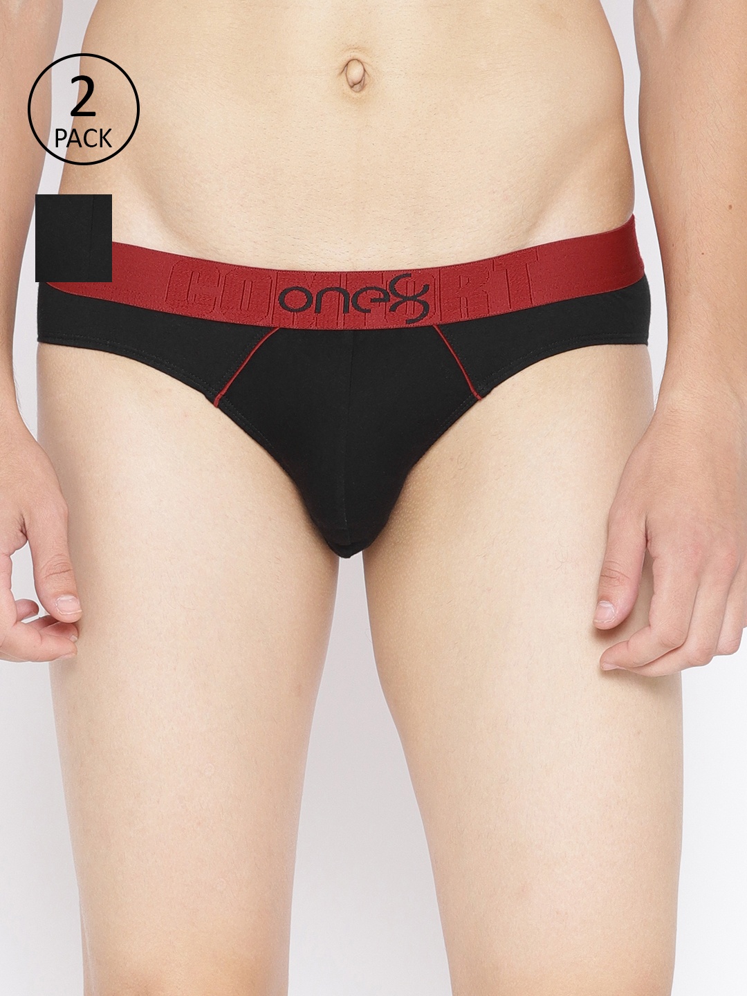 

one8 by Virat Kohli Men Pack of 2 Solid Low-Rise Briefs, Black