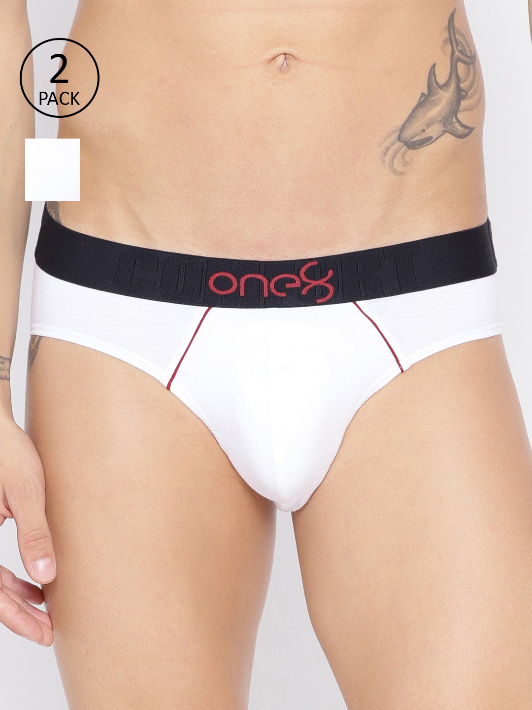 

one8 by Virat Kohli Men Pack of 2 Solid Low-Rise Briefs, White