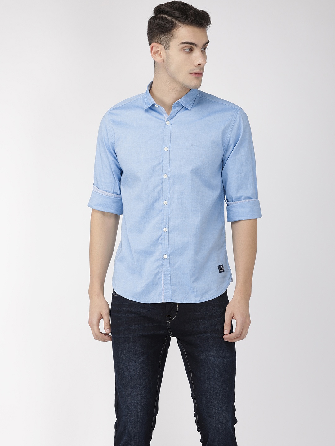

Flying Machine Men Blue Slim Fit Solid Casual Shirt