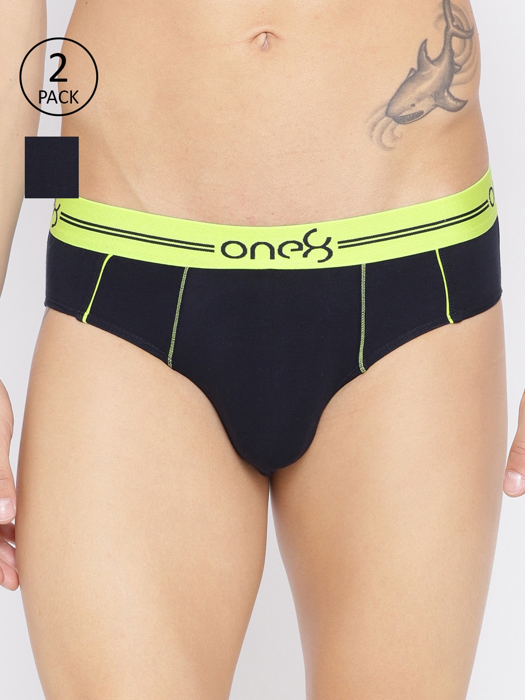 

one8 by Virat Kohli Men Pack of 2 Navy Blue Solid Cotton Stretch Briefs 10512932