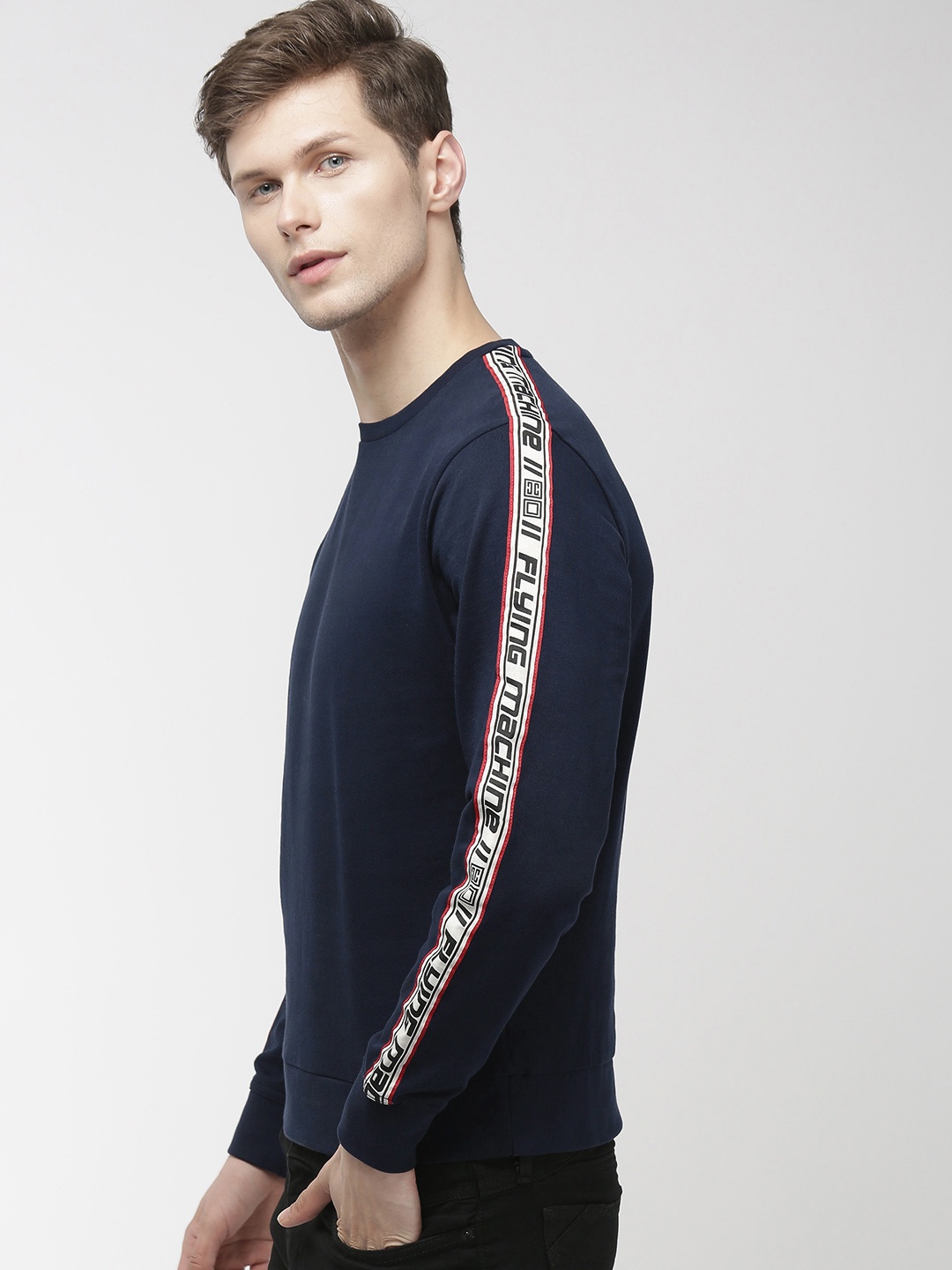 

Flying Machine Men Navy Blue Solid Sweatshirt