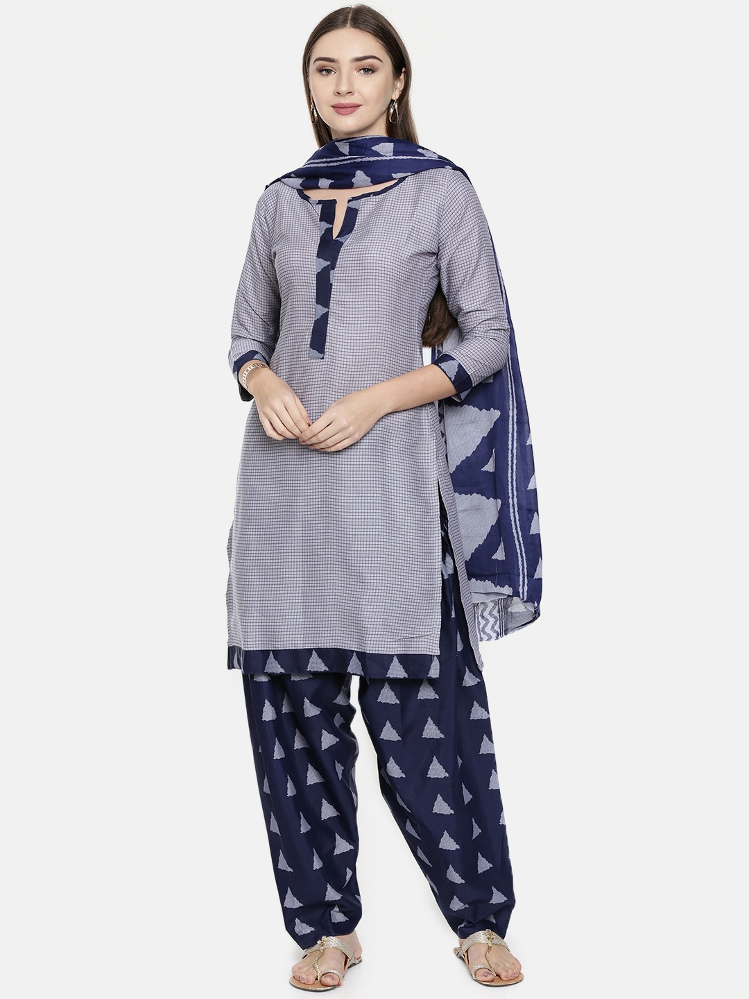 

Rajnandini Blue Cotton Blend Unstitched Dress Material