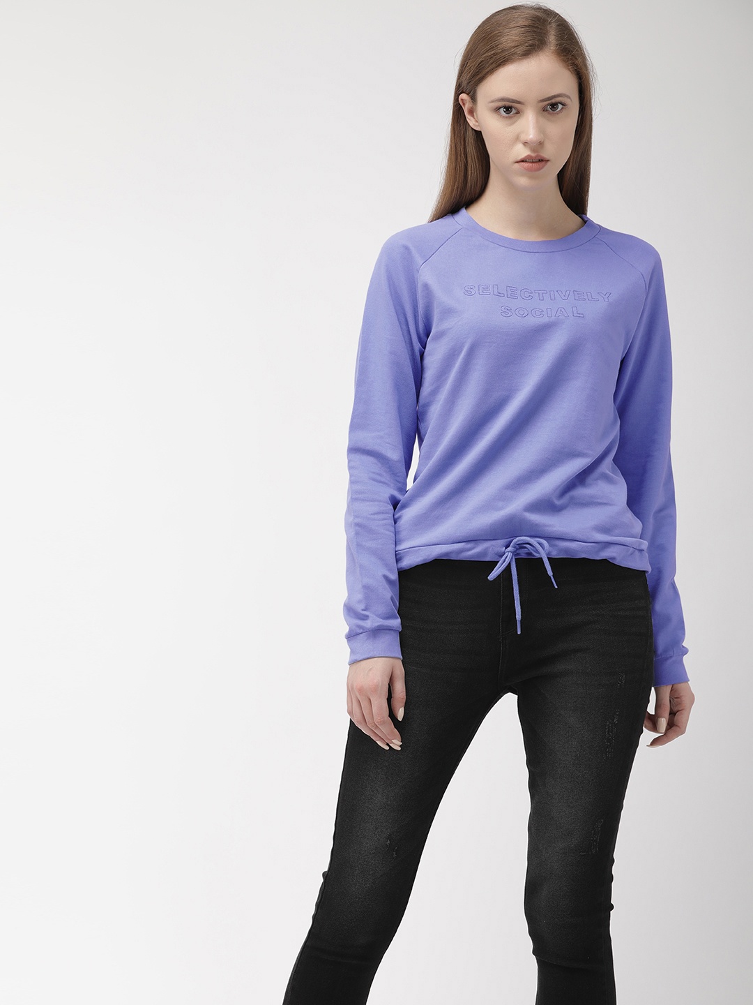 

Flying Machine Women Blue Solid Sweatshirt