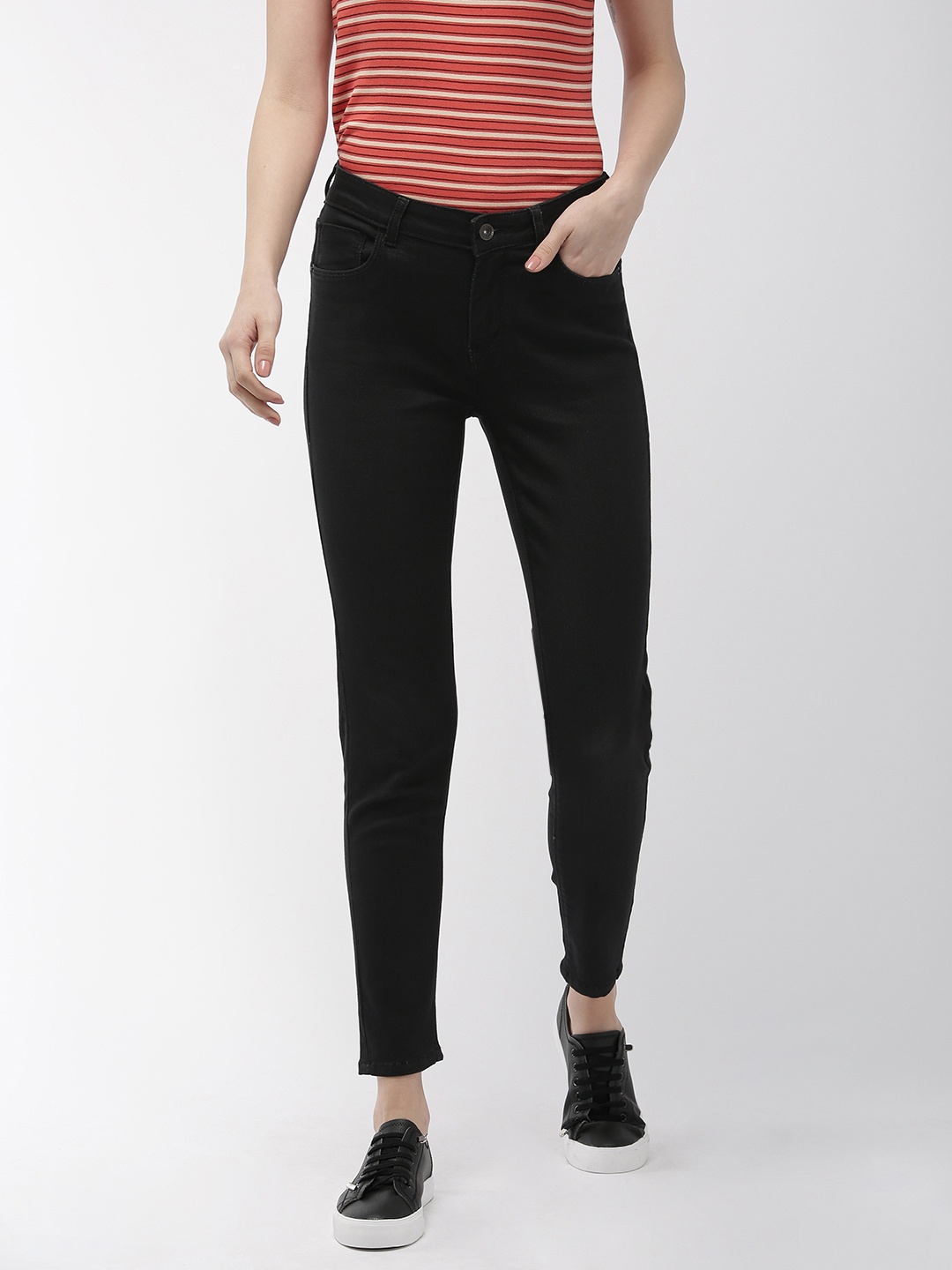 

Flying Machine Women Betty Black Solid High-Rise Veronica Skinny Fit Jeggings