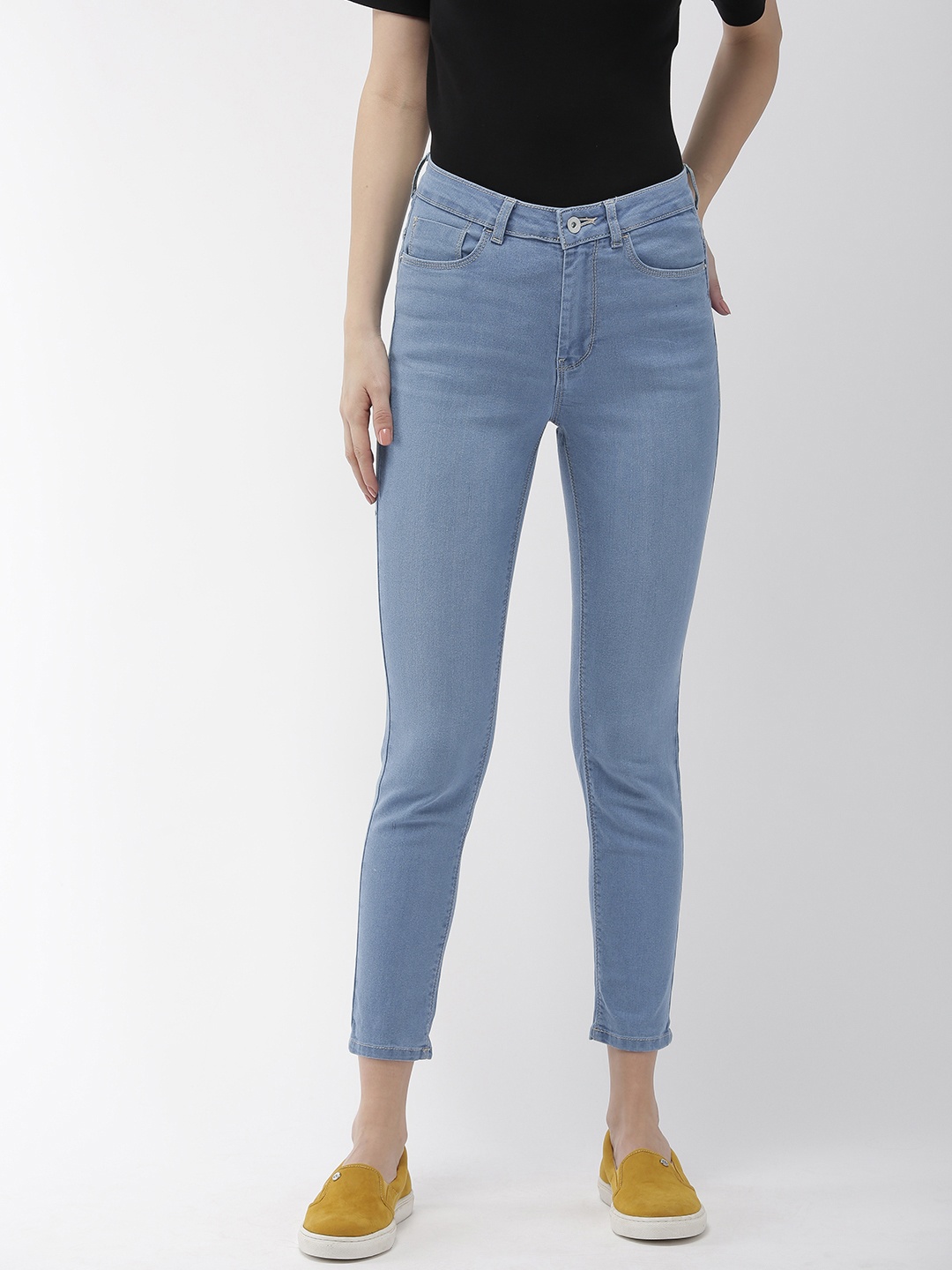 

Flying Machine Blue Veronica Skinny Fit High-Rise Clean Look Stretchable Cropped Jeans