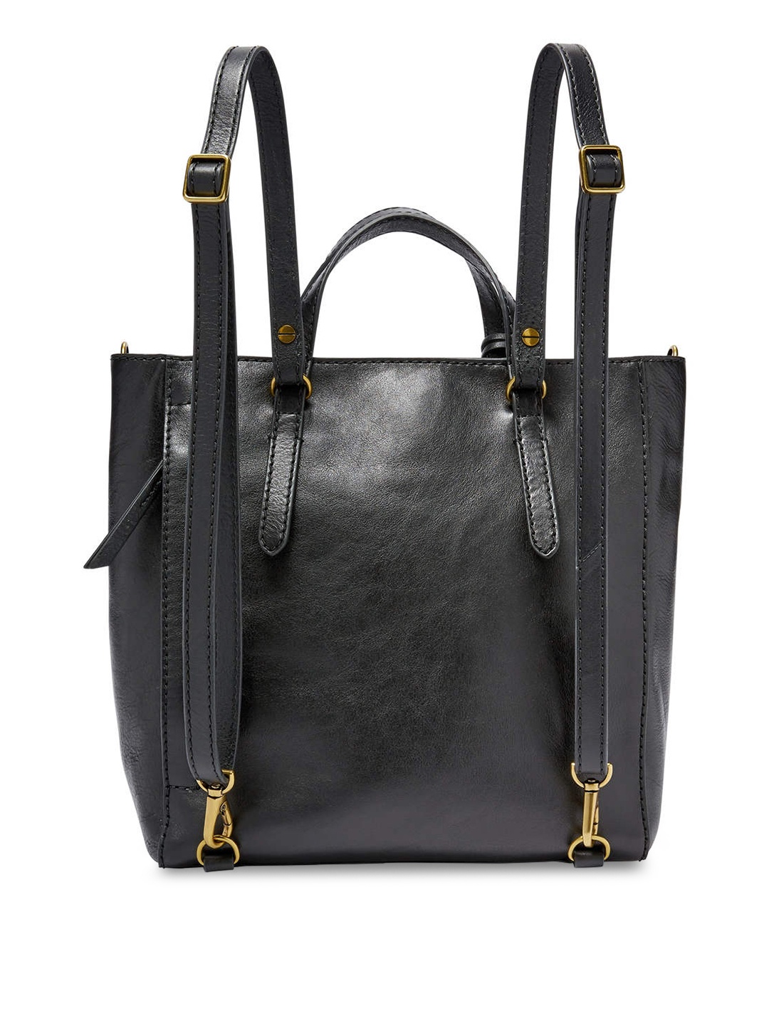 

Fossil Women Black Solid Leather Backpack