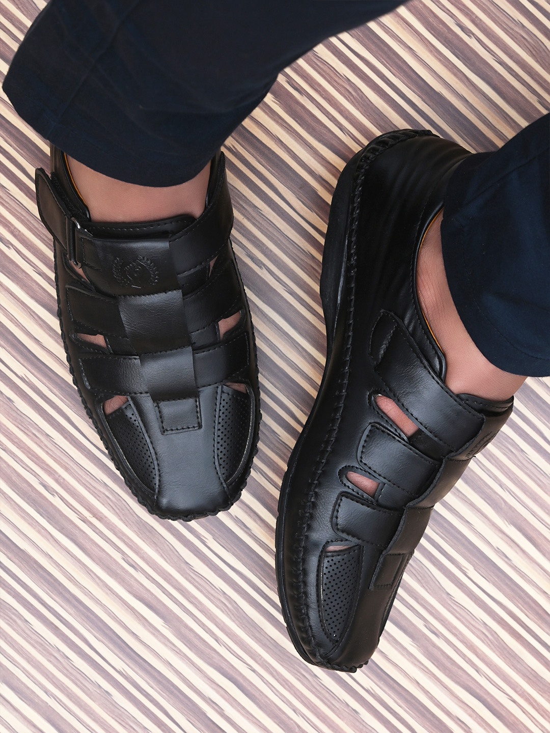 

Prolific Men Black Shoe-Style Sandals