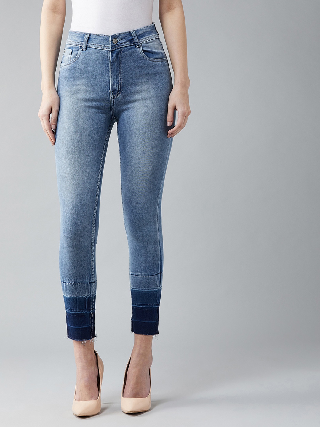 

DOLCE CRUDO Women Blue Skinny Fit High-Rise Clean Look Stretchable Jeans