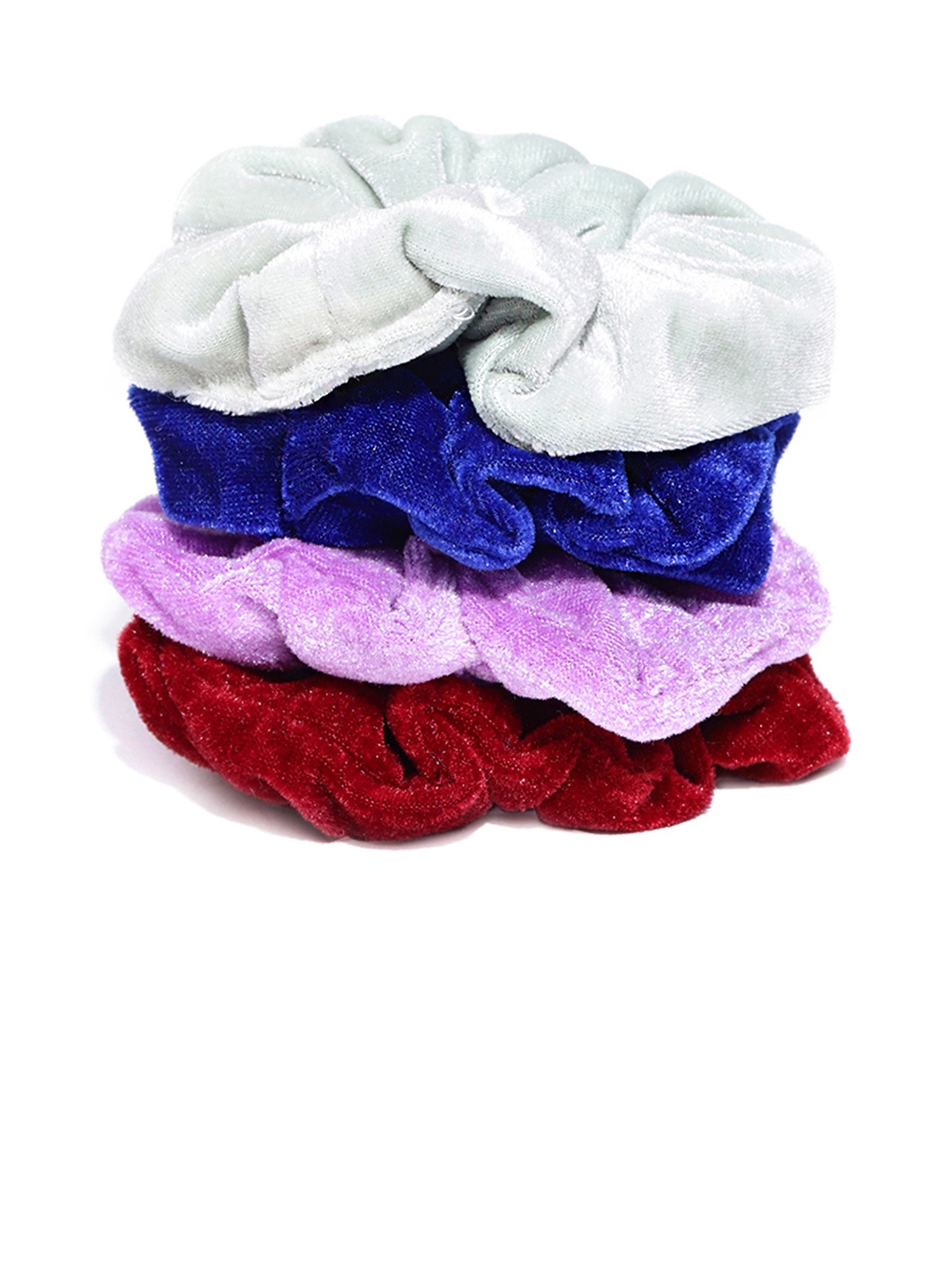 

Blueberry Set of 4 Solid Scrunchies, Maroon