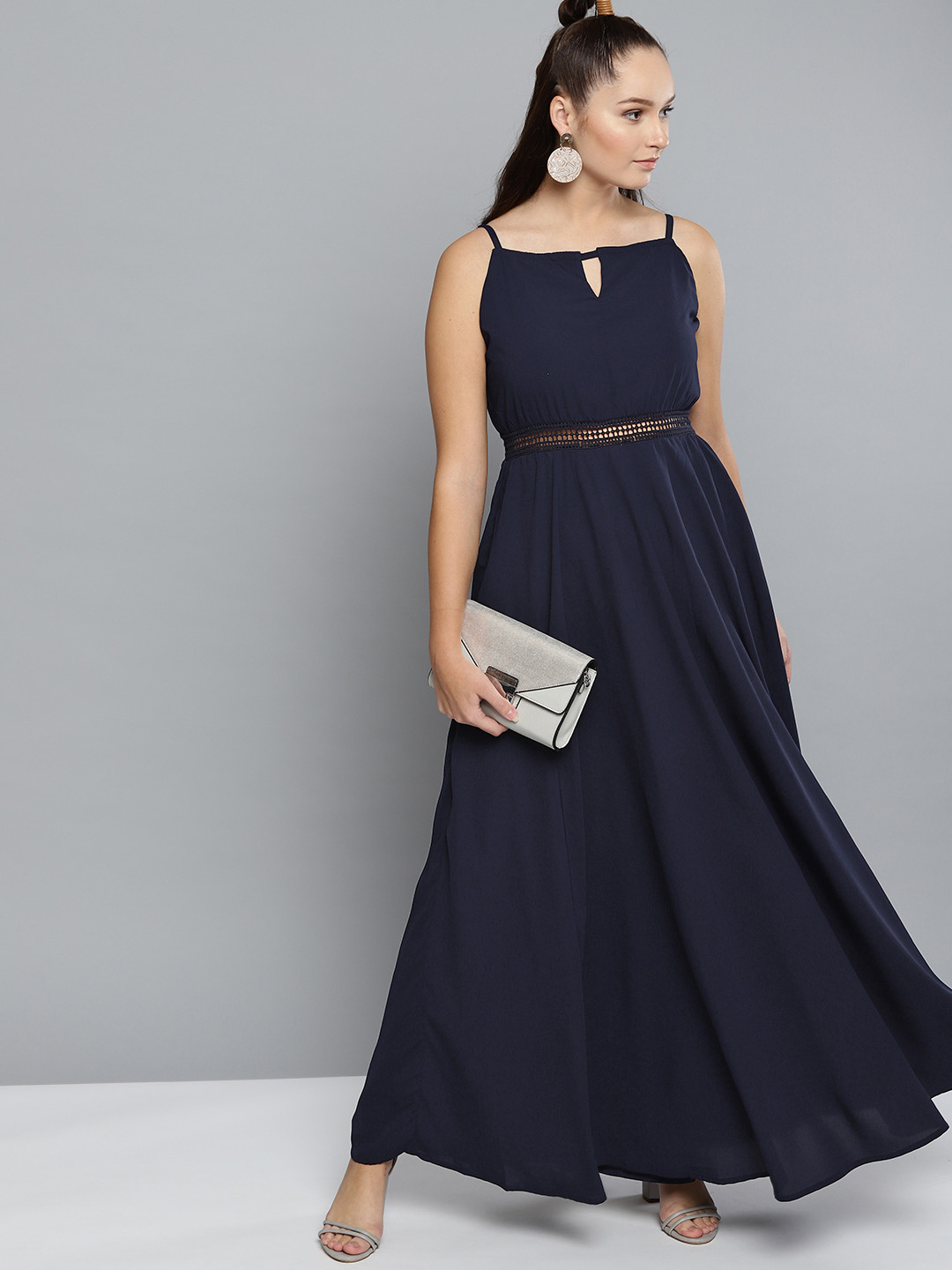 

Carlton London Women Navy Blue Solid Maxi Dress