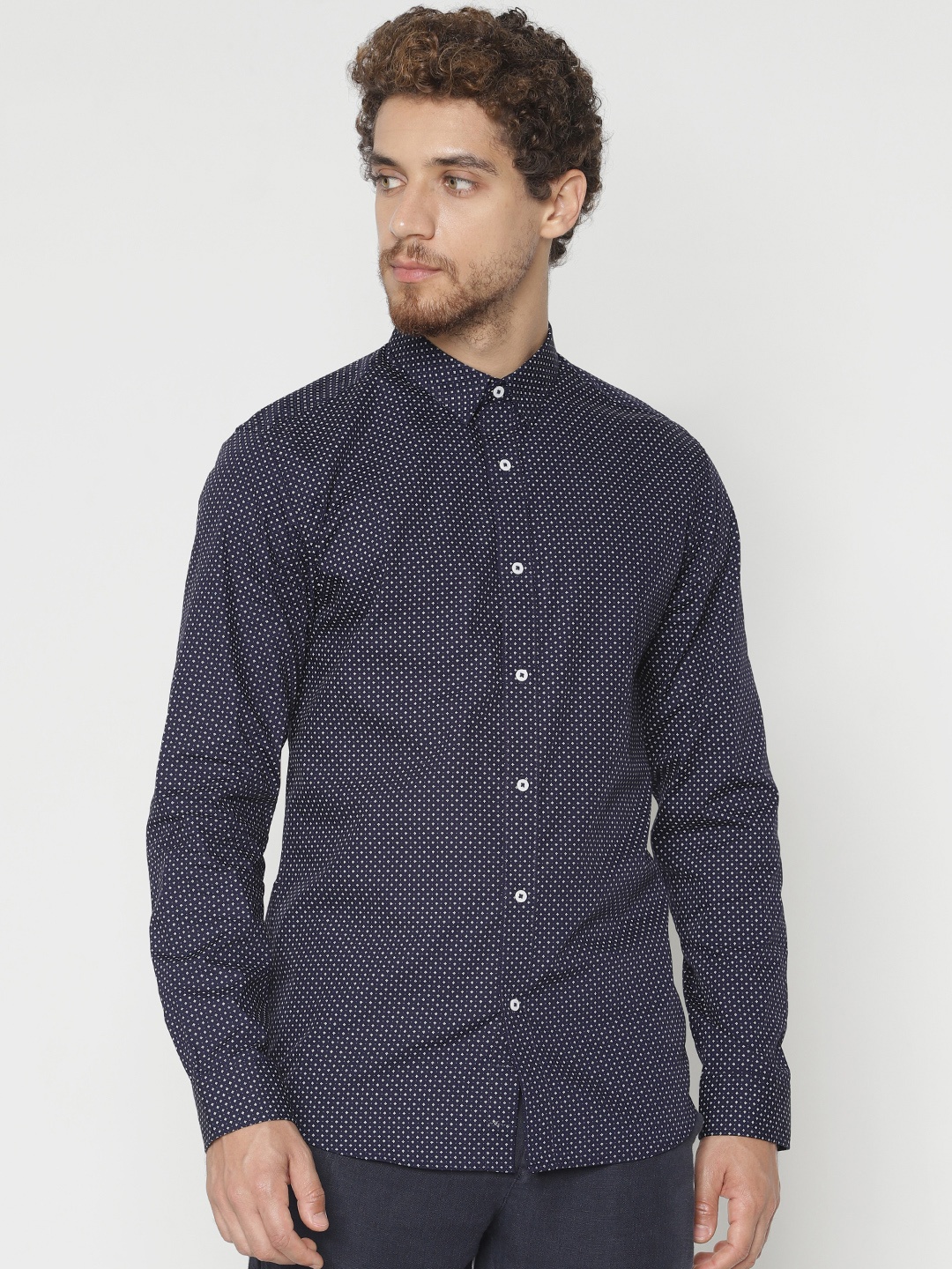 

Jack & Jones Men Navy Blue Slim Fit Printed Casual Shirt