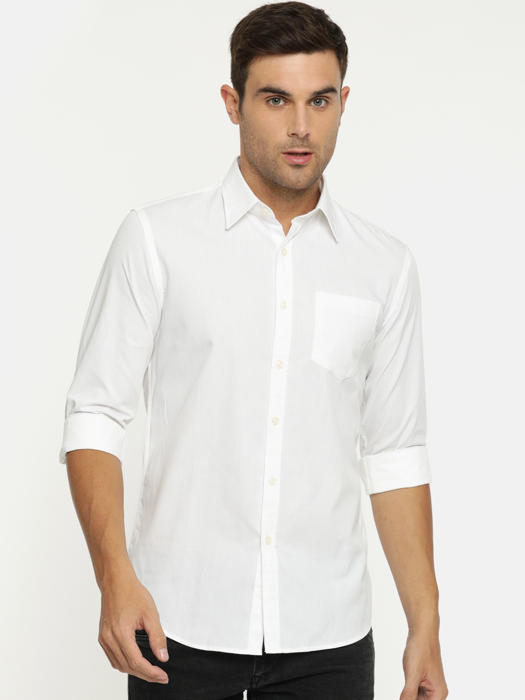 

Jack & Jones Men White Slim Fit Solid Casual Shirt