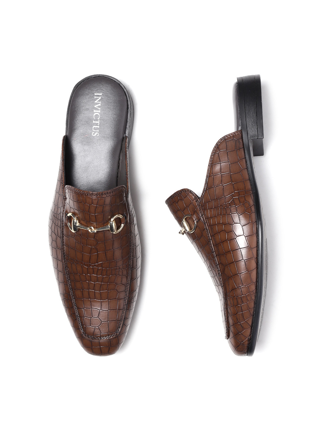 

INVICTUS Men Brown Croc Textured Partywear Mules