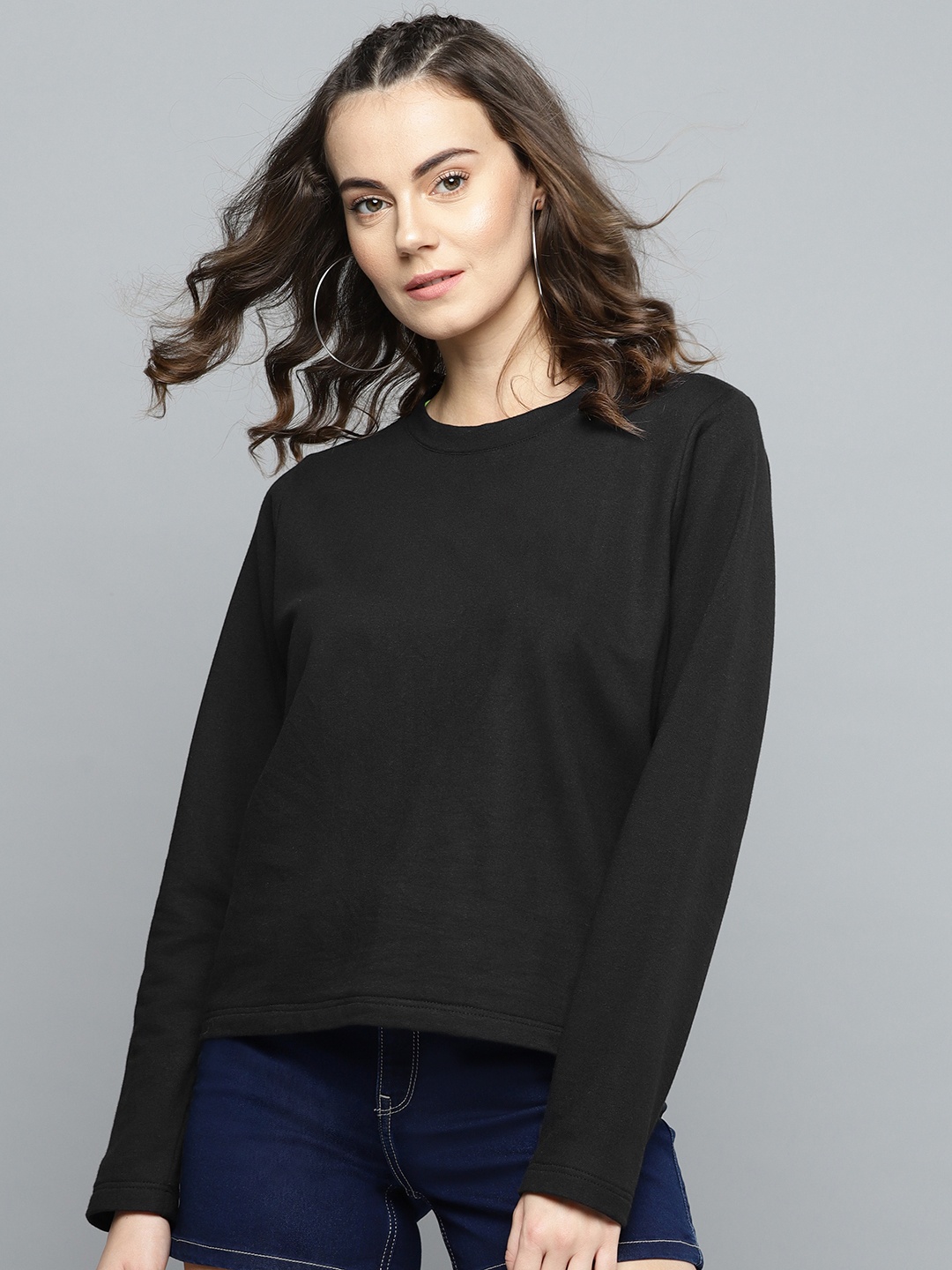 

Besiva Women Black Solid Sweatshirt