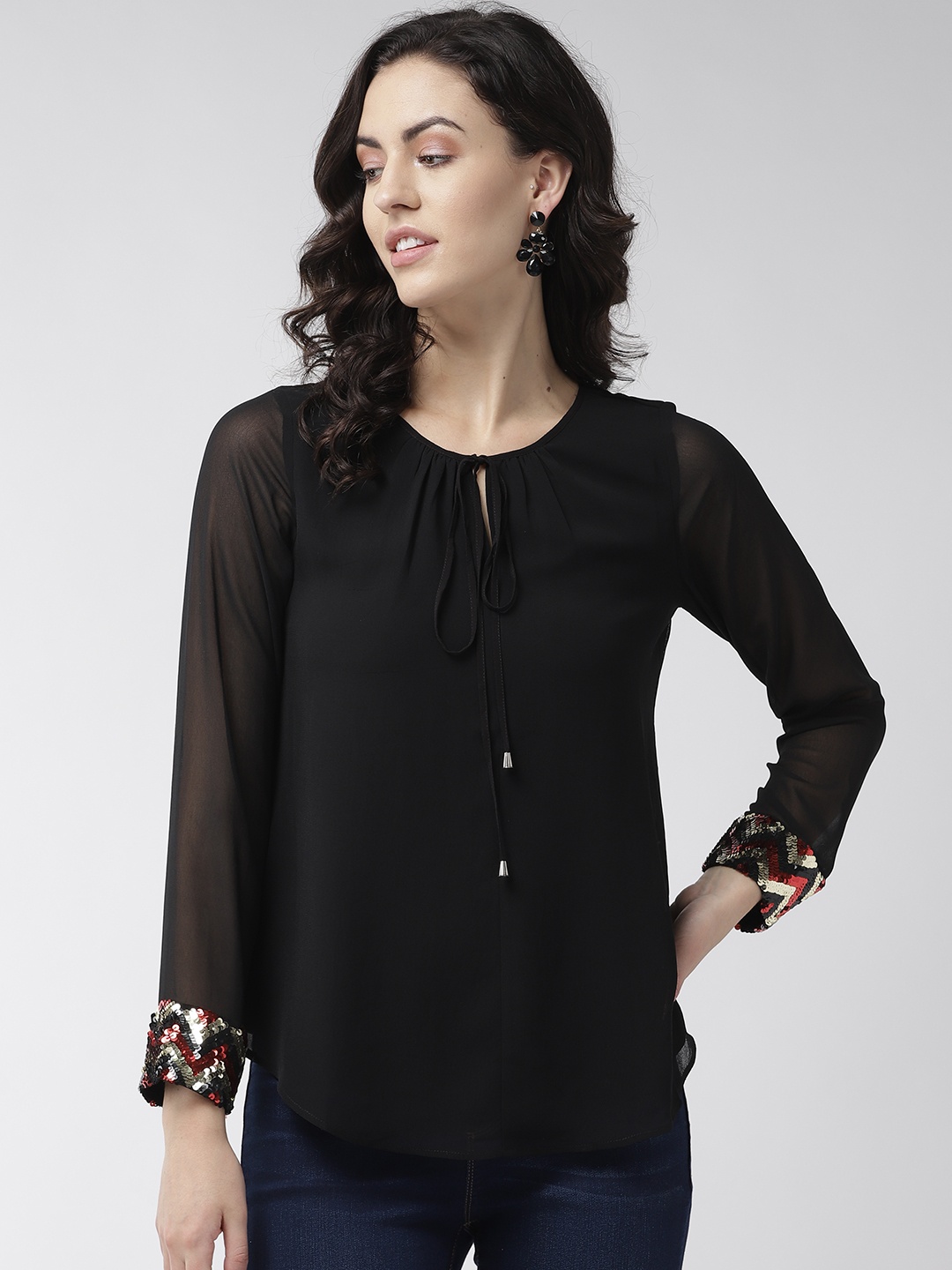 

Antheaa Women Black Solid Regular Top