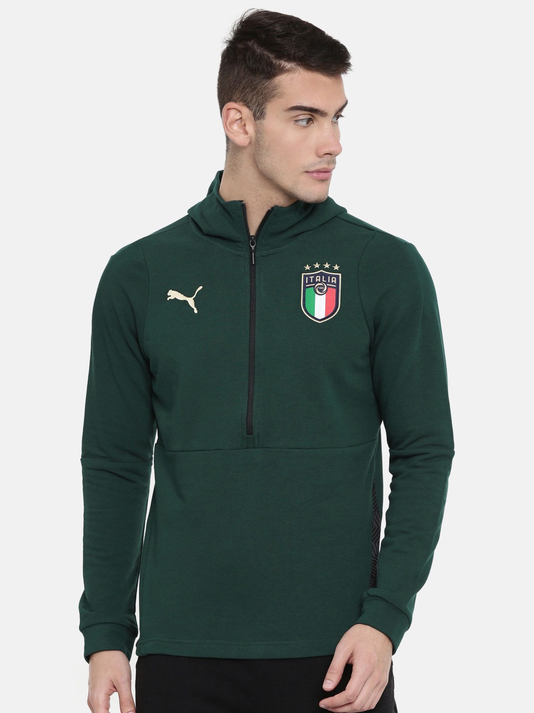 

Puma Unisex Green Solid Hooded FIGC Ponderosa Sweatshirt