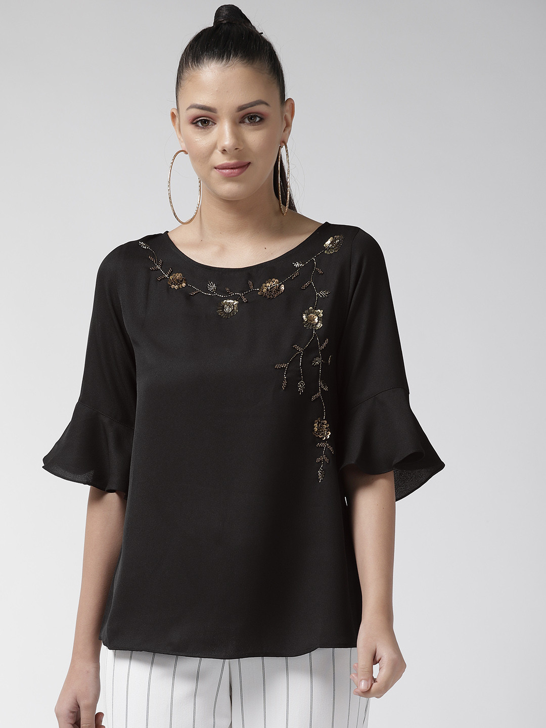 

Antheaa Women Black Embellished Top