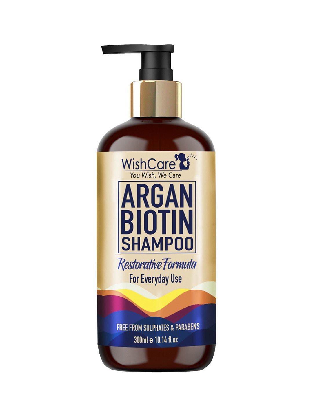 

WishCare Unisex Argan Biotin Shampoo - Restorative Formula 300 ml, Brown