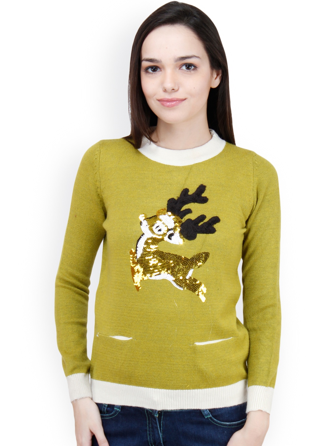 

Camey Green Printed Sweater