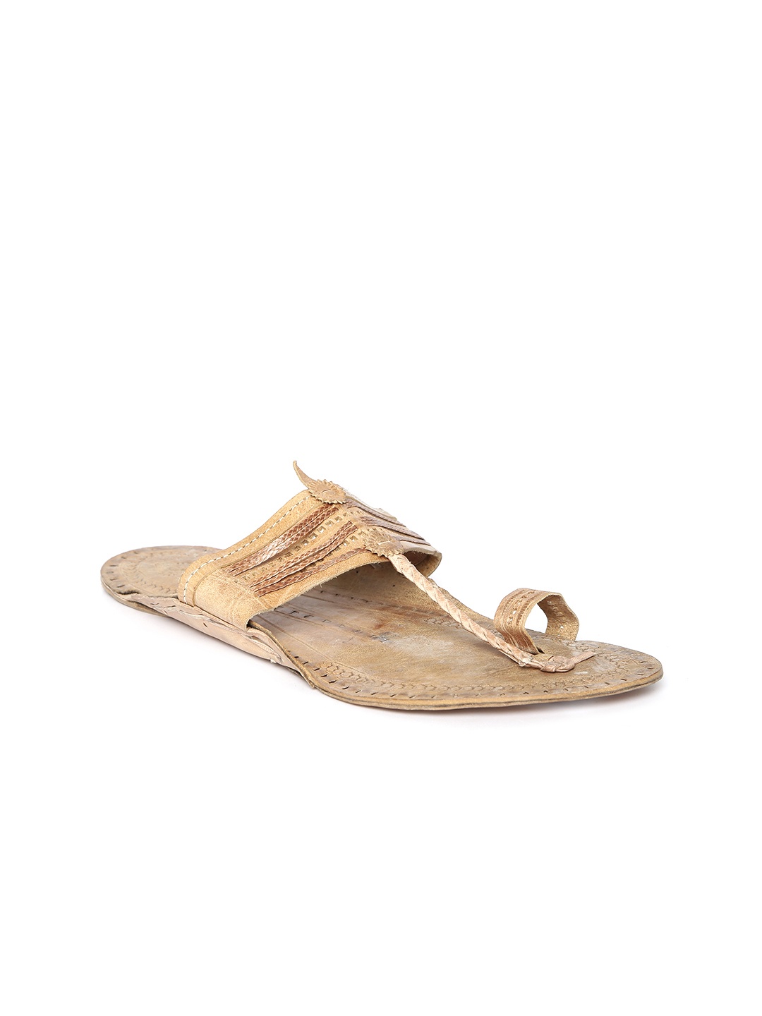 

Fabindia Women Tan Brown Leather Kolhapuri Flats