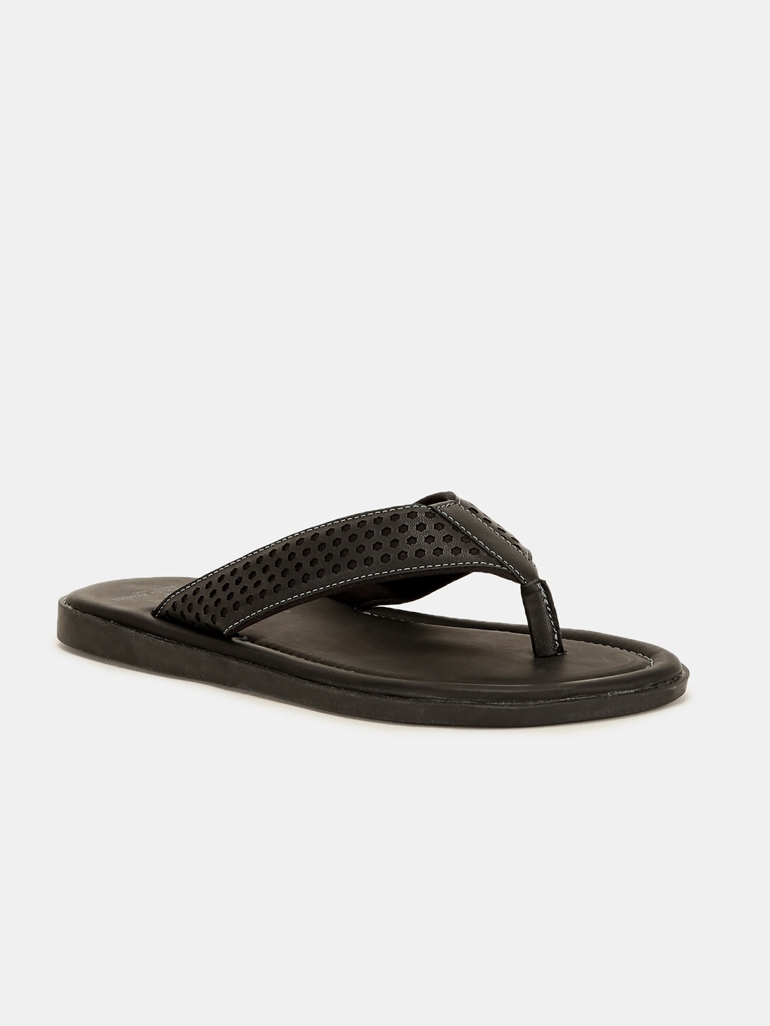 

U.S. Polo Assn. Men Black Solid Leather Comfort Sandals